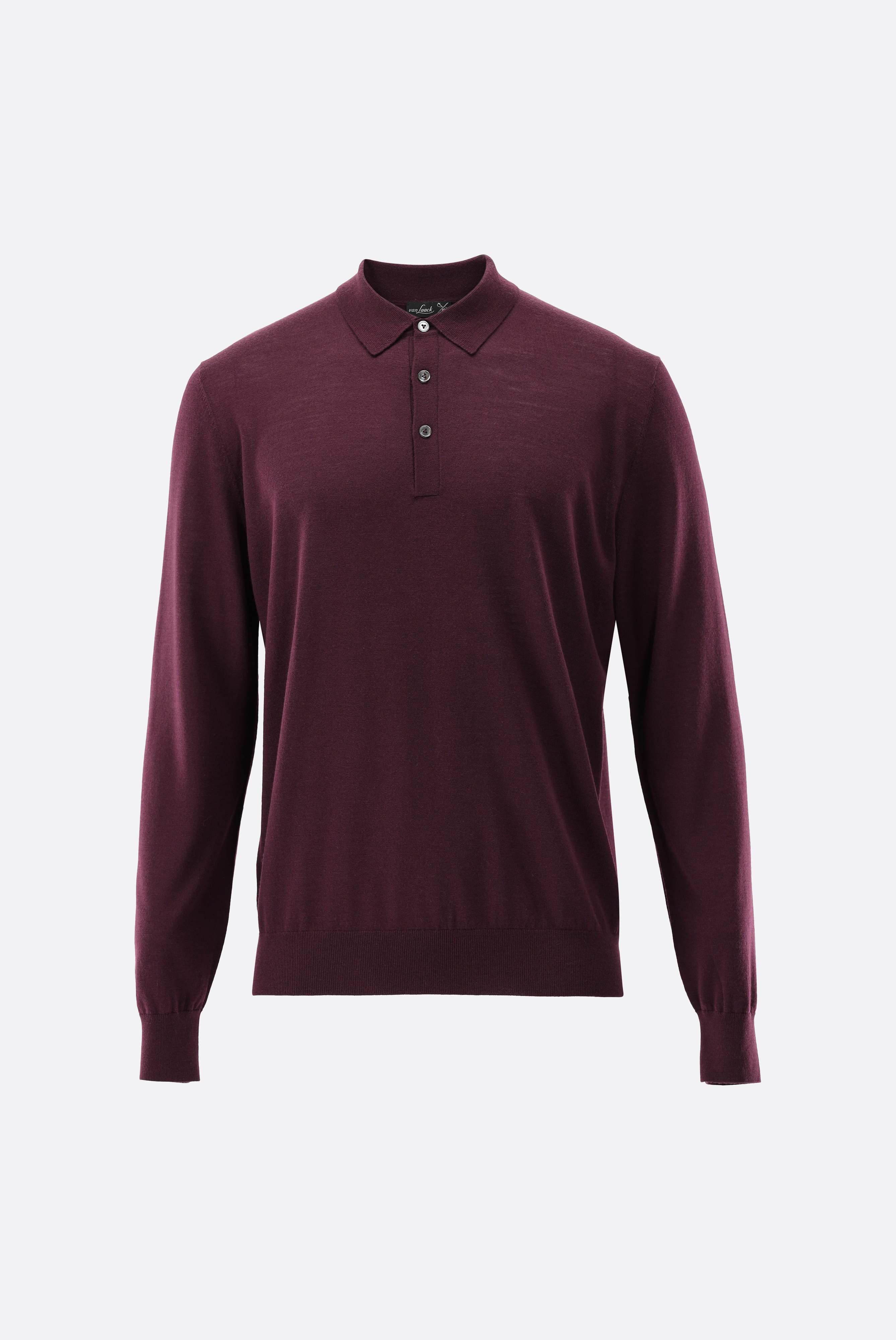 Poloshirt mit Langarm gestrickt aus Merinowolle günstig online kaufen