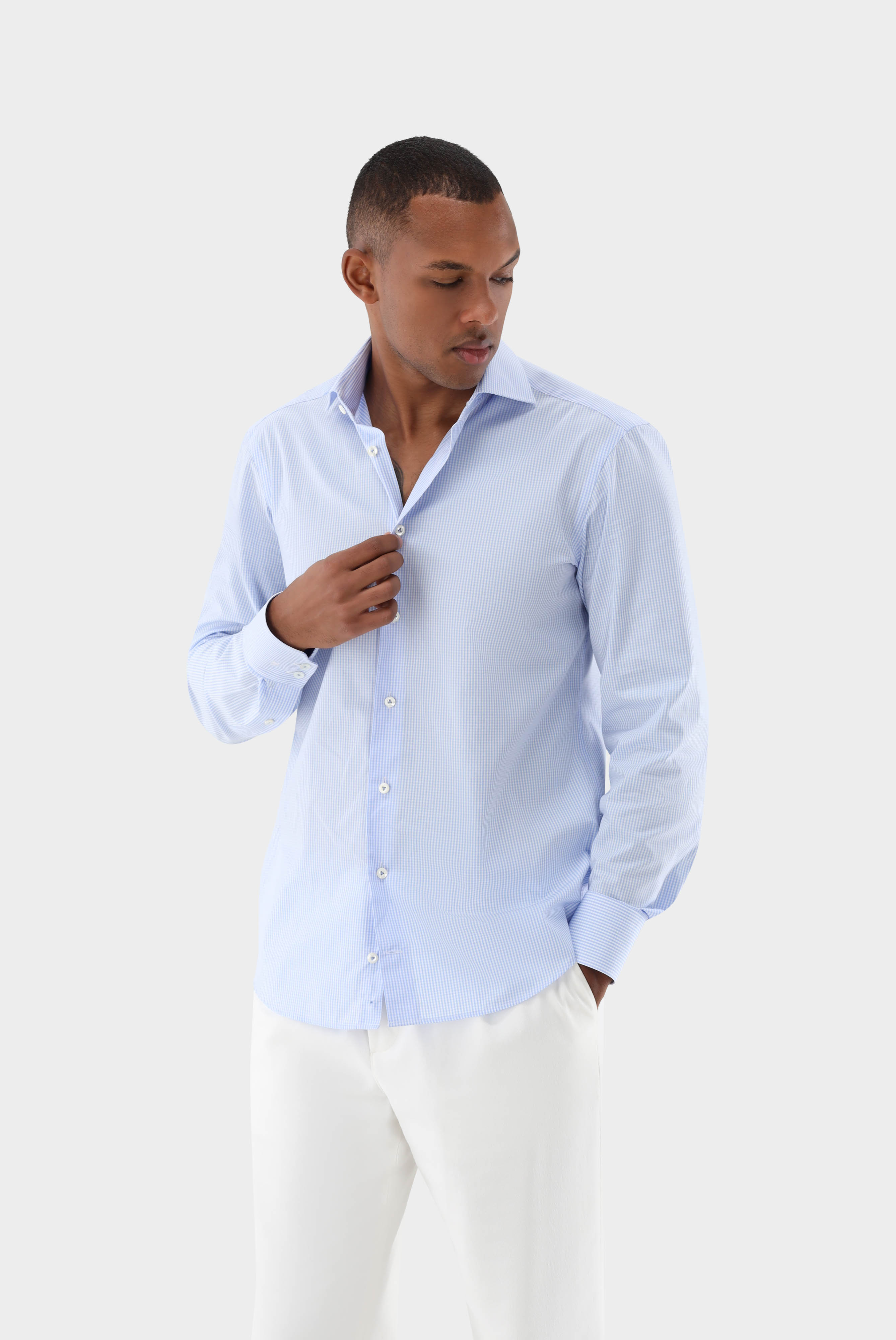 Popeline-Hemd kariert Tailor Fit