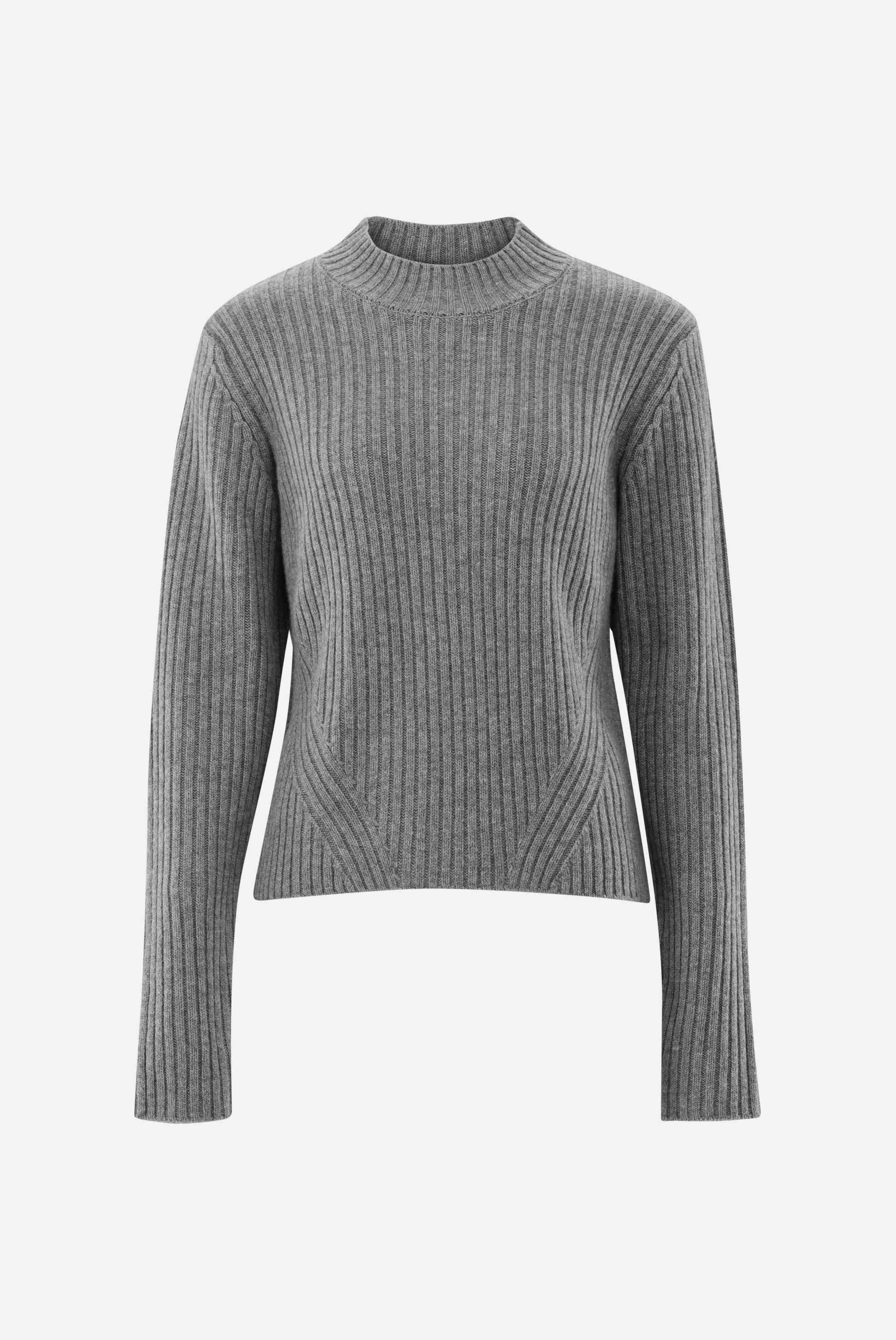 Mock-neck in rib-knit with cashmere