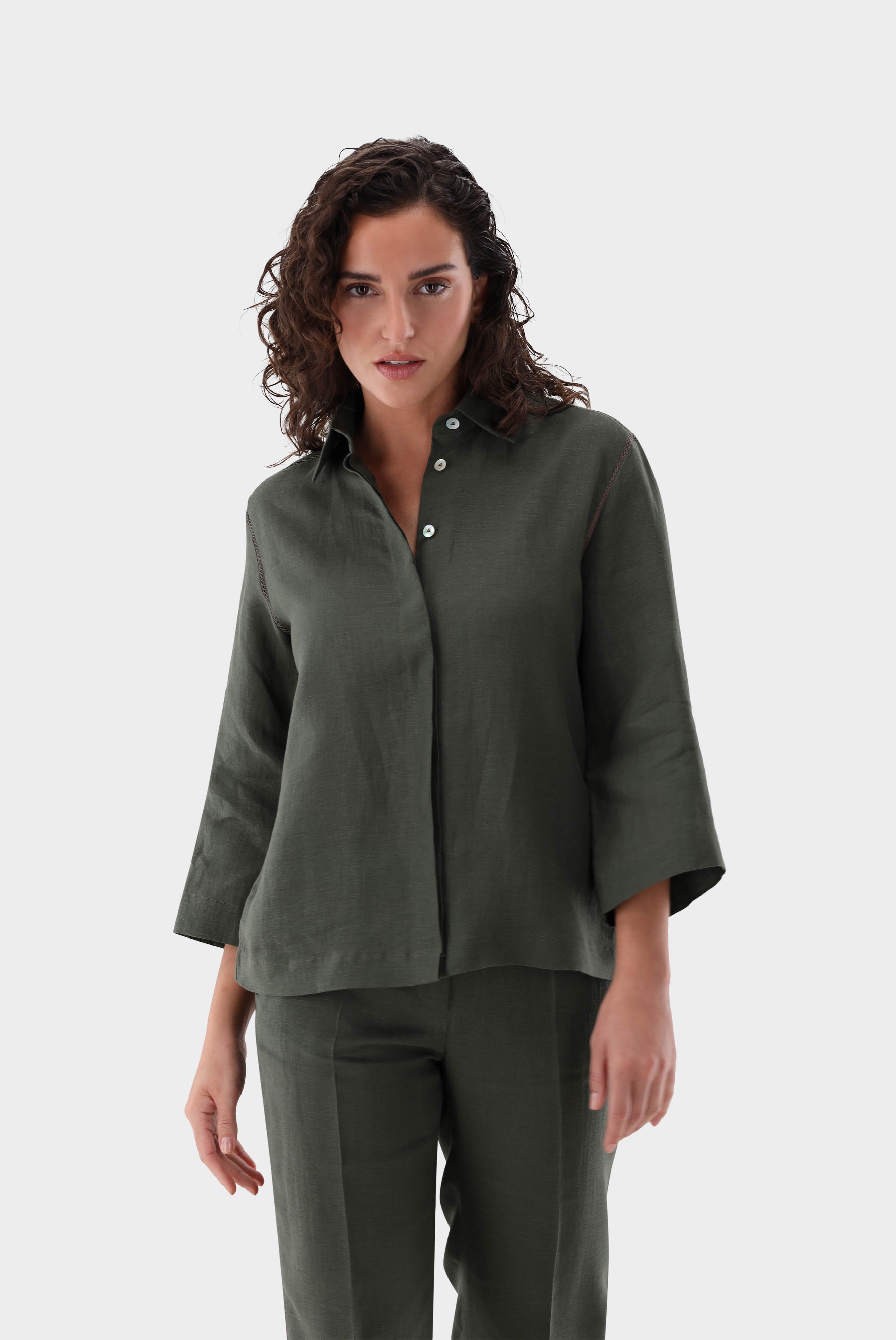 Casual Blouses+Boxy Linen Blouse with Lace Inserts+05.528H.L8.150555.990.32