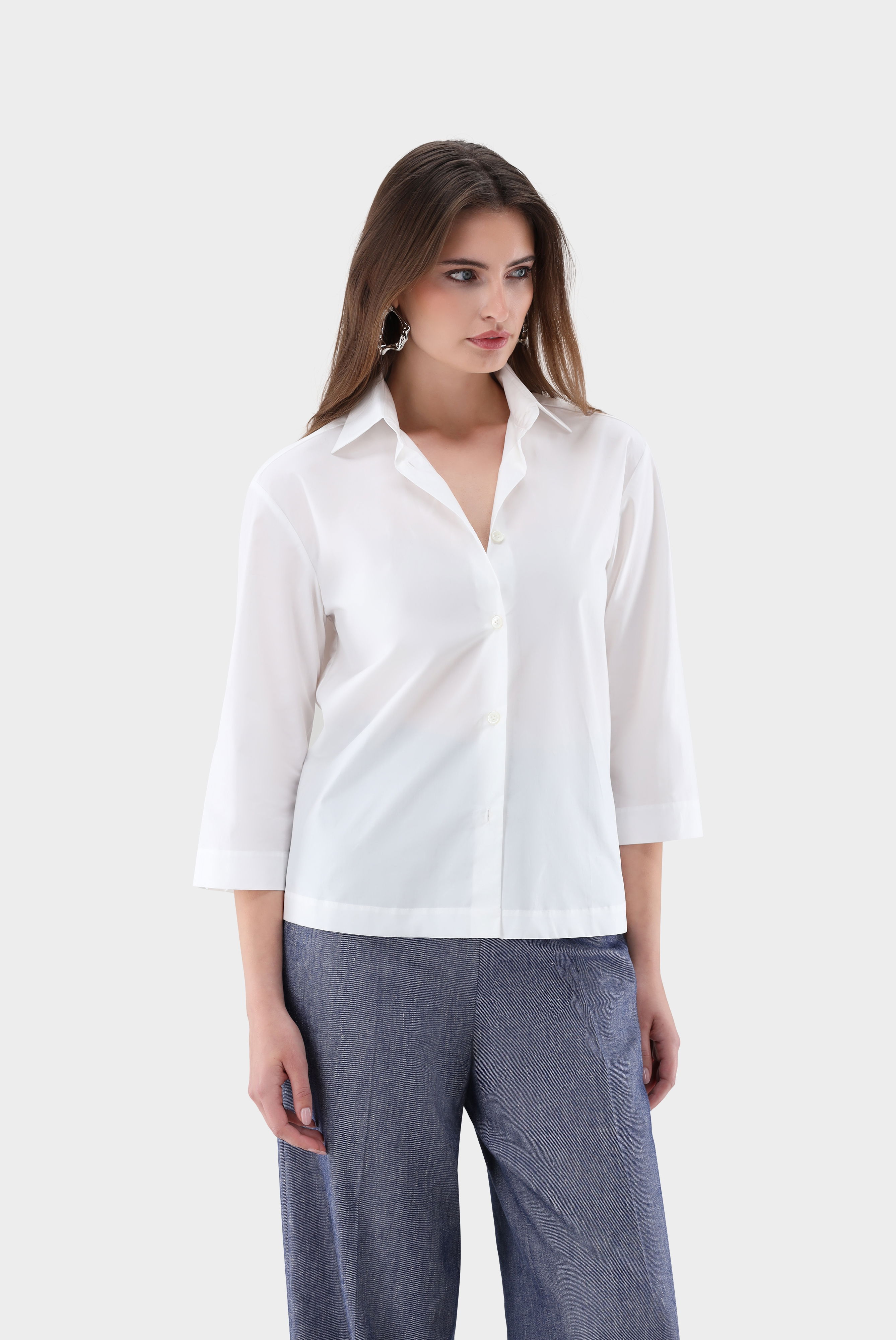 Hemdbluse Boxy Fit aus Baumwoll-Popeline