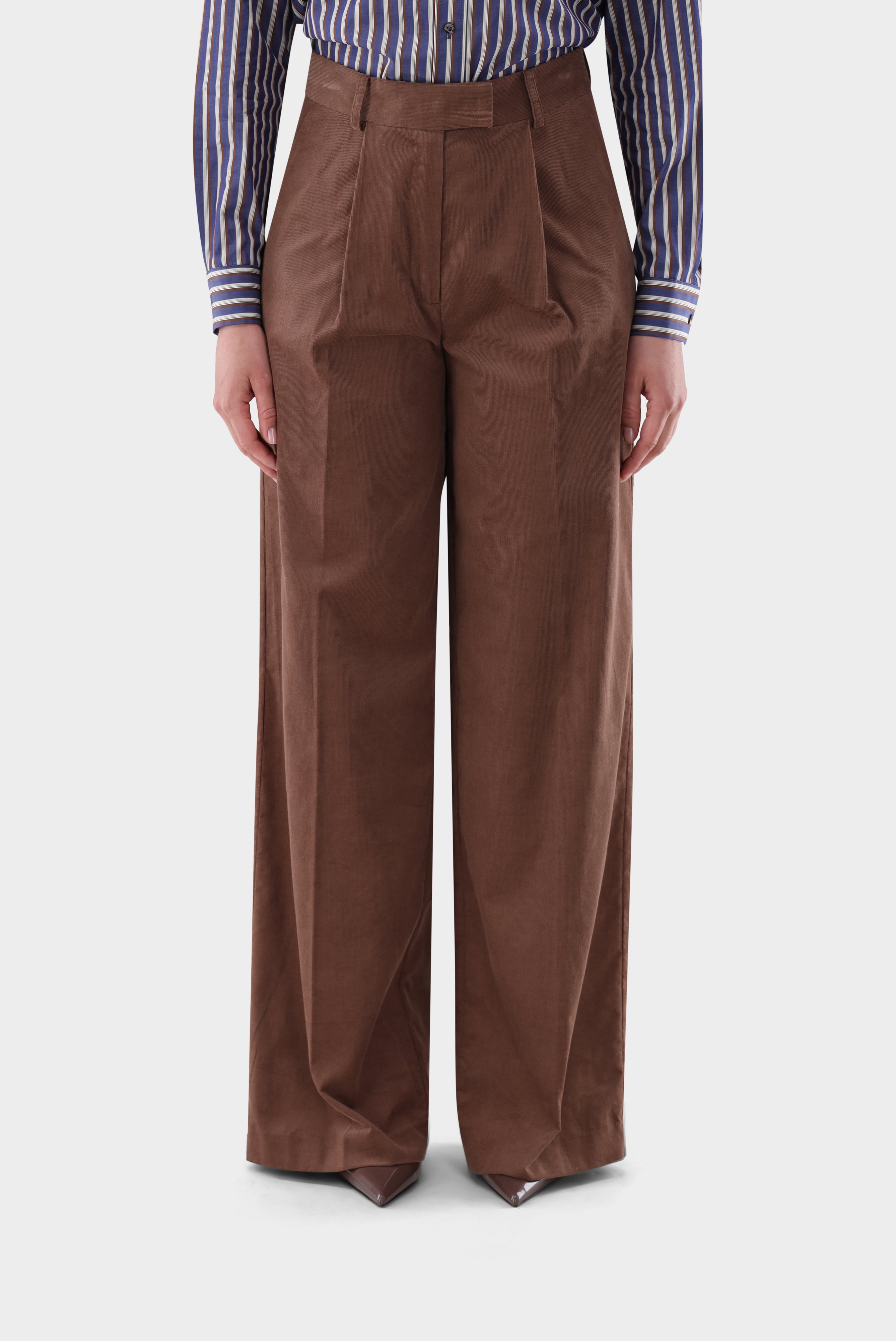 Cord trousers wide-leg