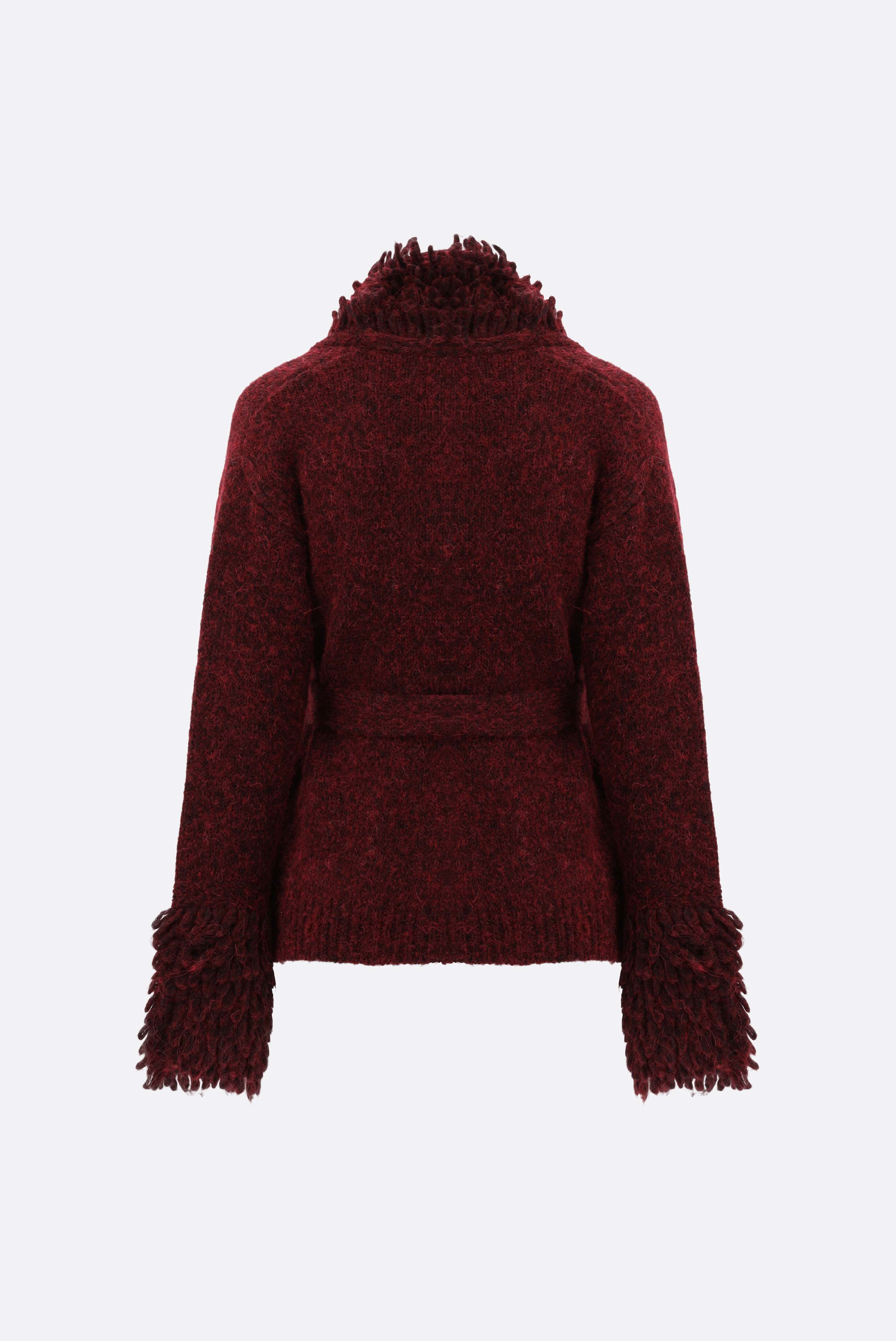 Strickjacke mit Fransen und Bindegürtel günstig online kaufen