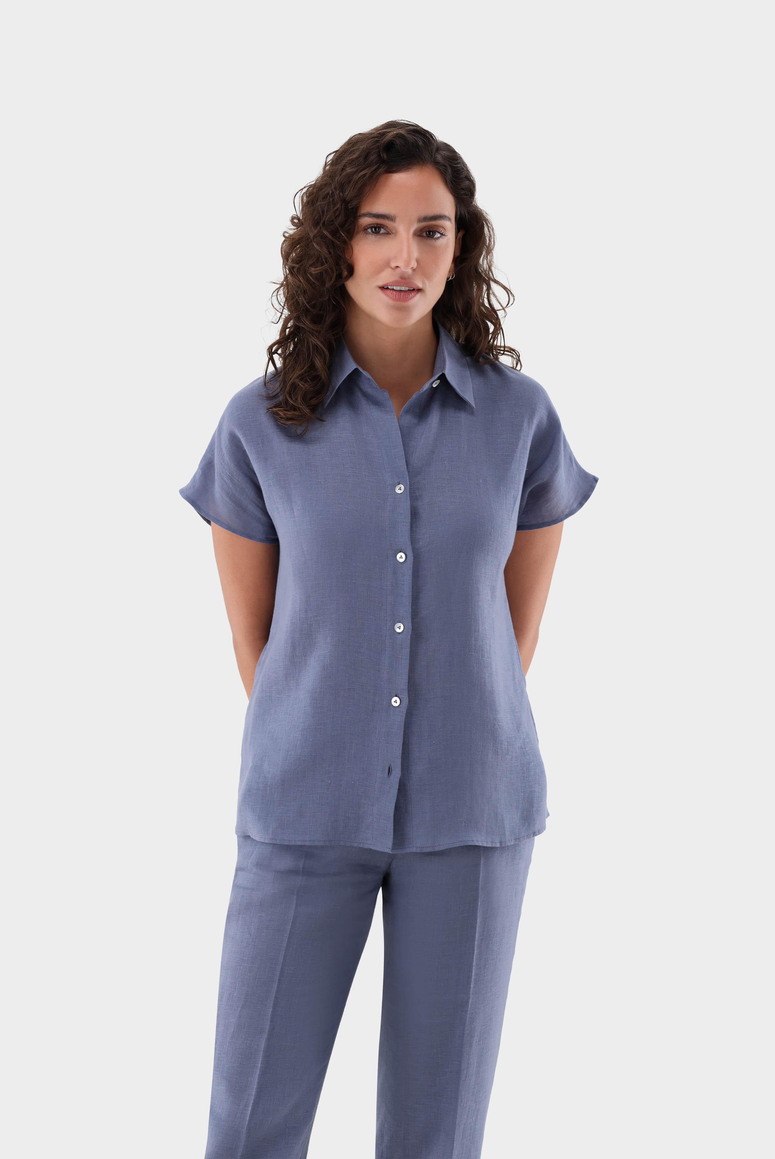 Boxy Linen Blouse with capped sleeves