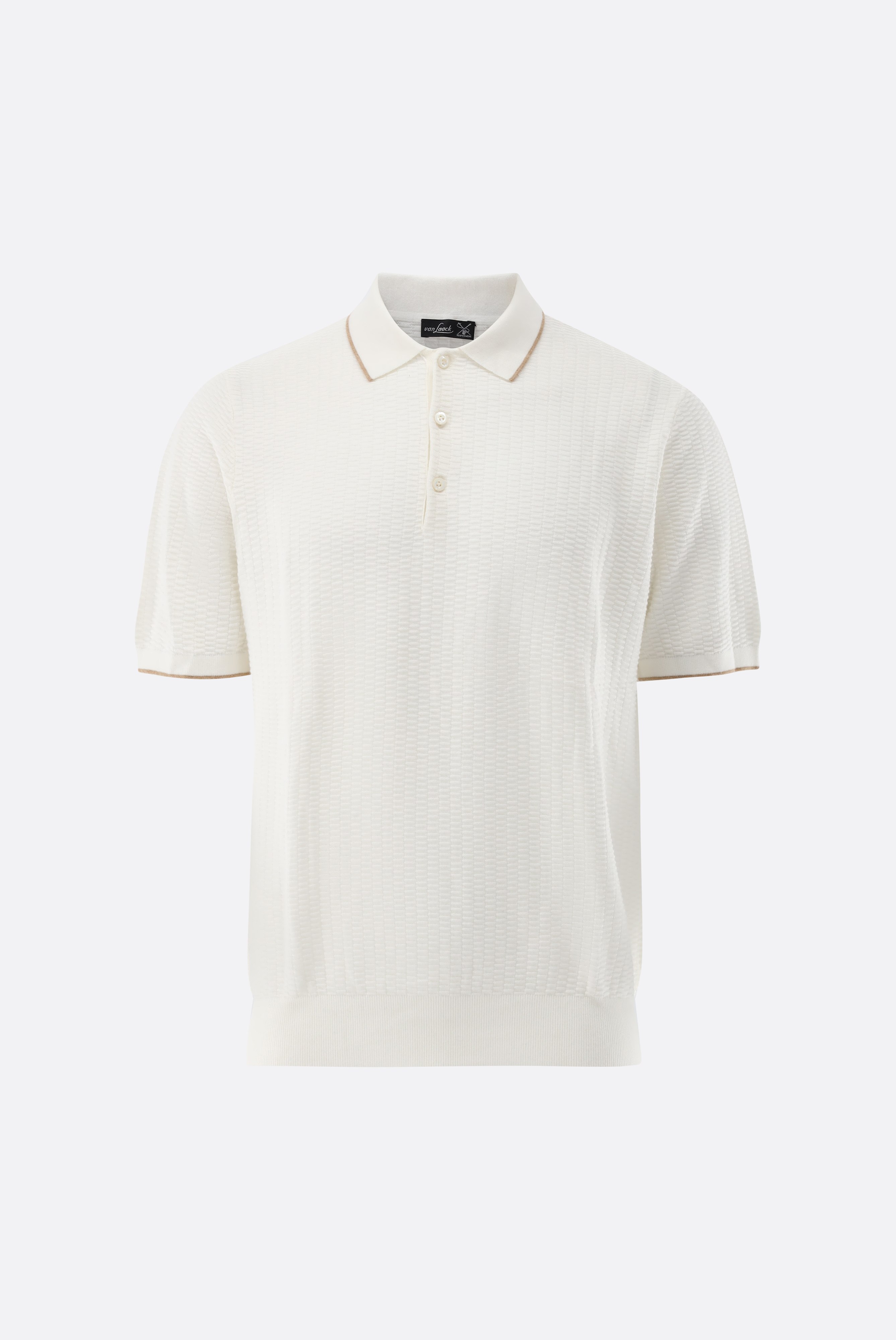Knit polo shirt with cashmere and jacquard texture