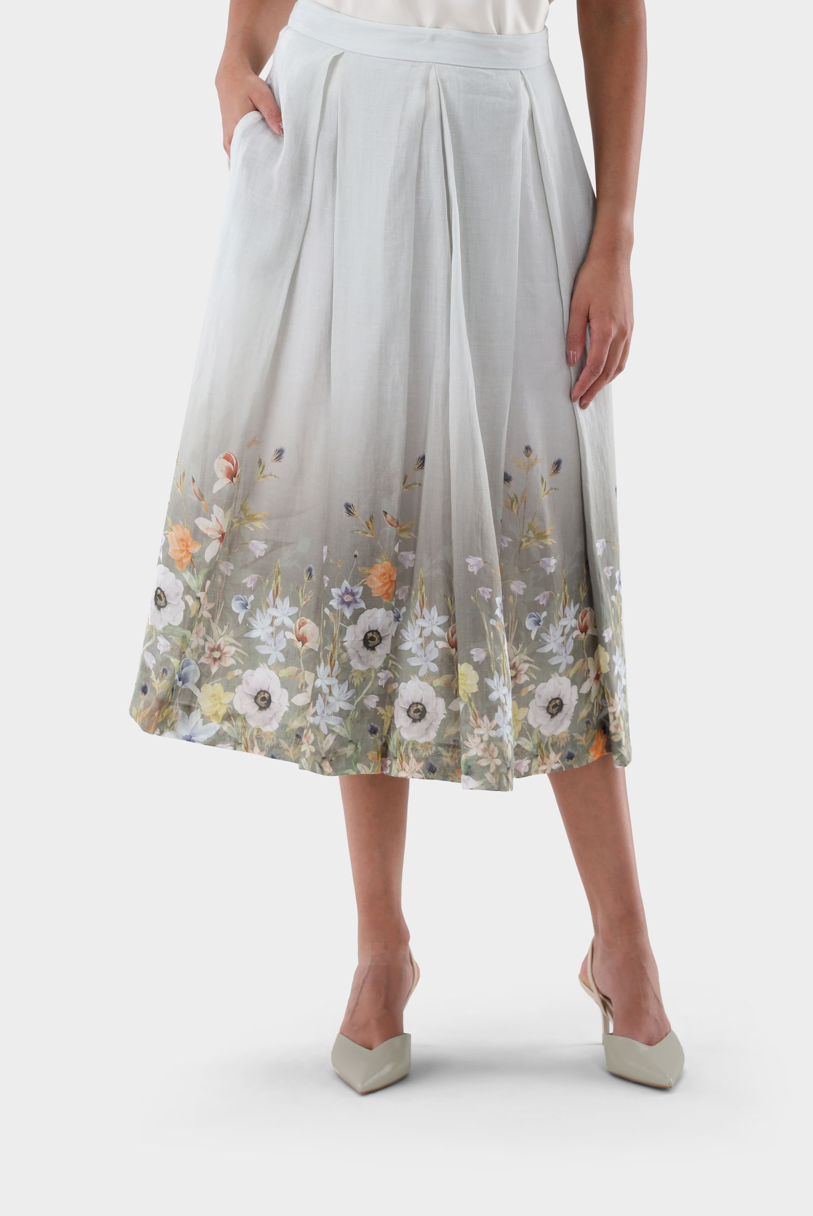 Midi Skirt with Floral Print | van Laack