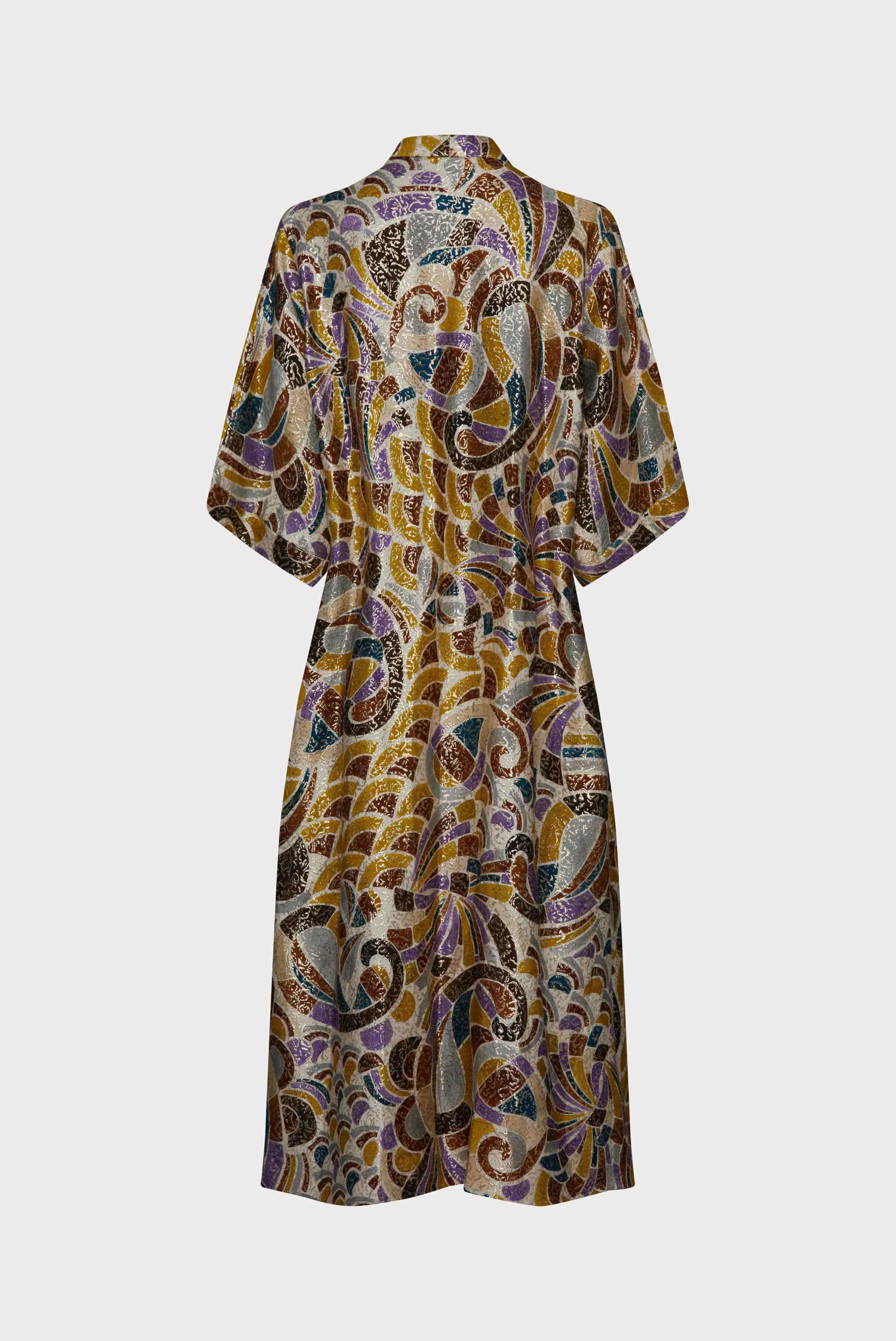 Dresses & Skirts+Kimono dress with shiny ornament print+05.658B.1V.H71573.165.34