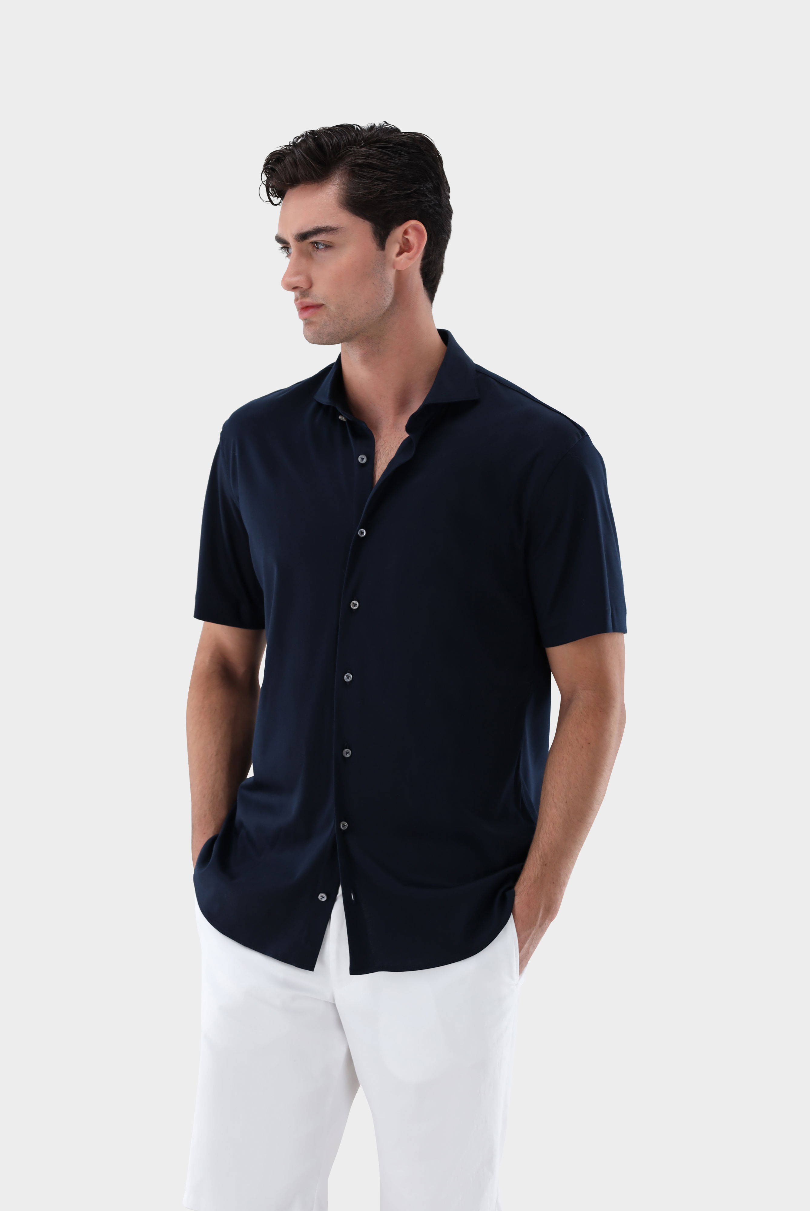 Jersey Short-Sleeve Shirt Made of Swiss Cotton