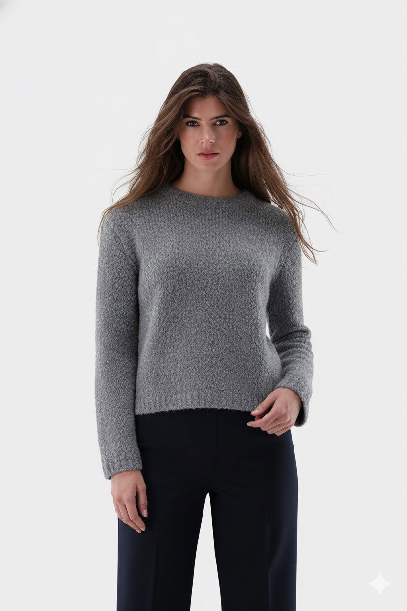 Rundhalspullover aus Teddy-Strick