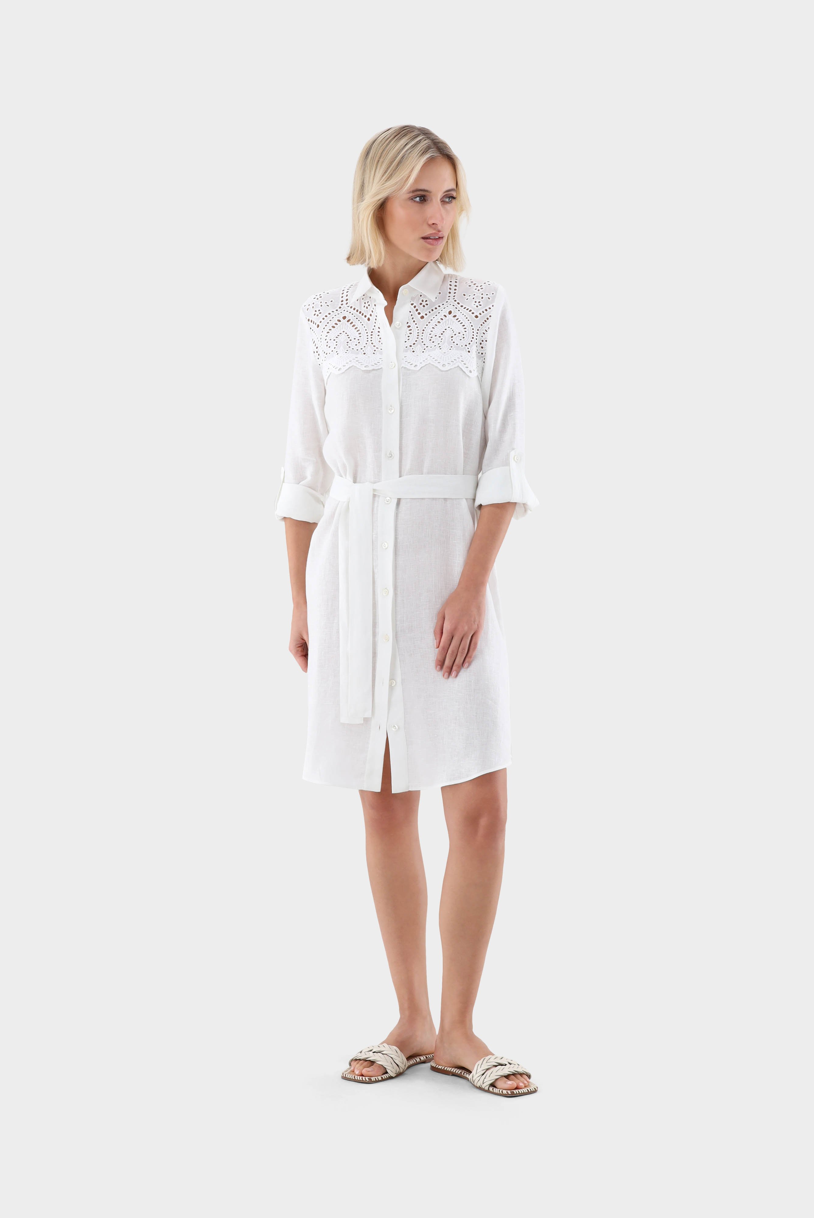 Dresses & Skirts+Linen shirt dress with embroidery+05.658R.24.150555.100.34