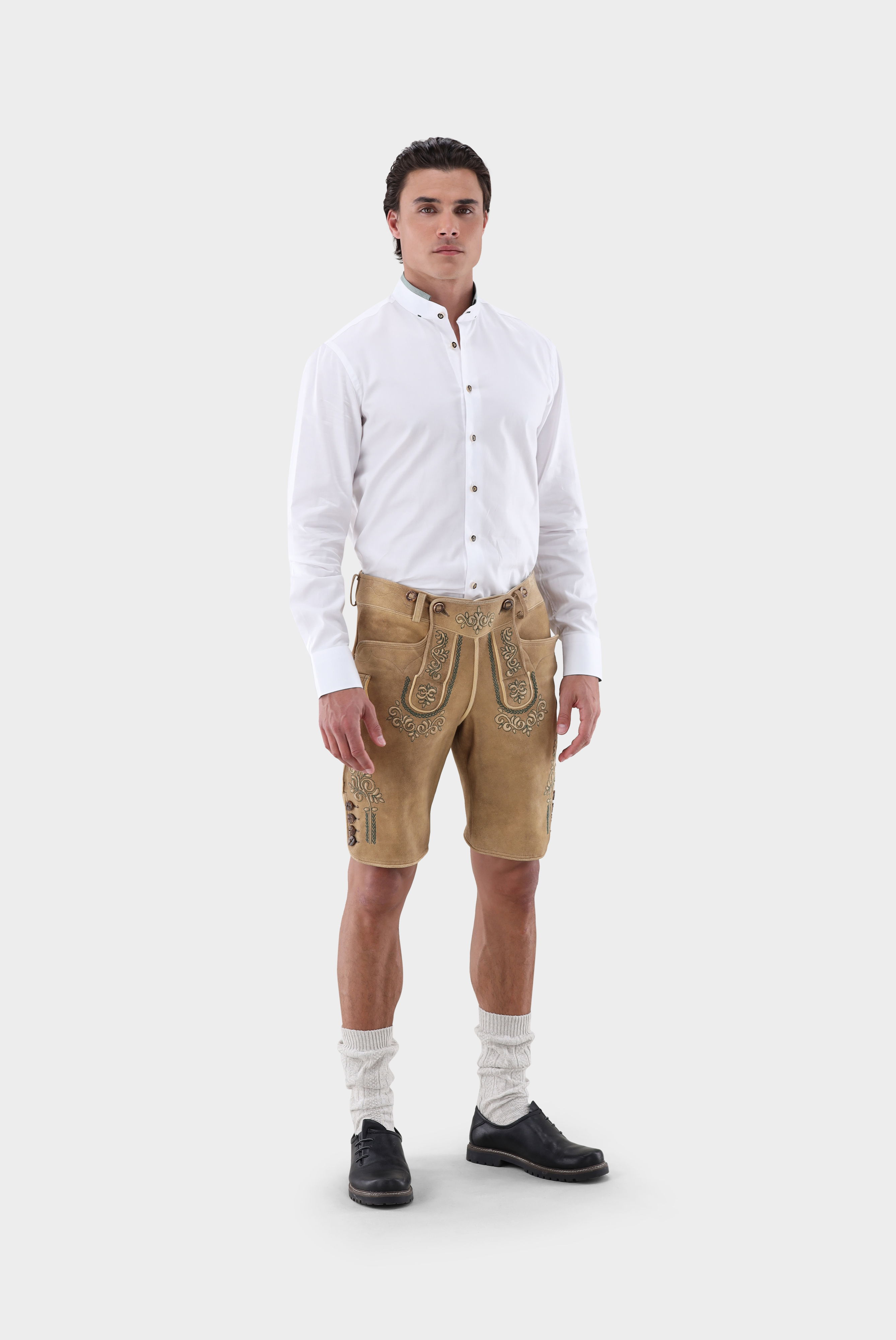 Trachtenhemd mit grün-karierten Farbdetails Tailor Fit günstig online kaufen