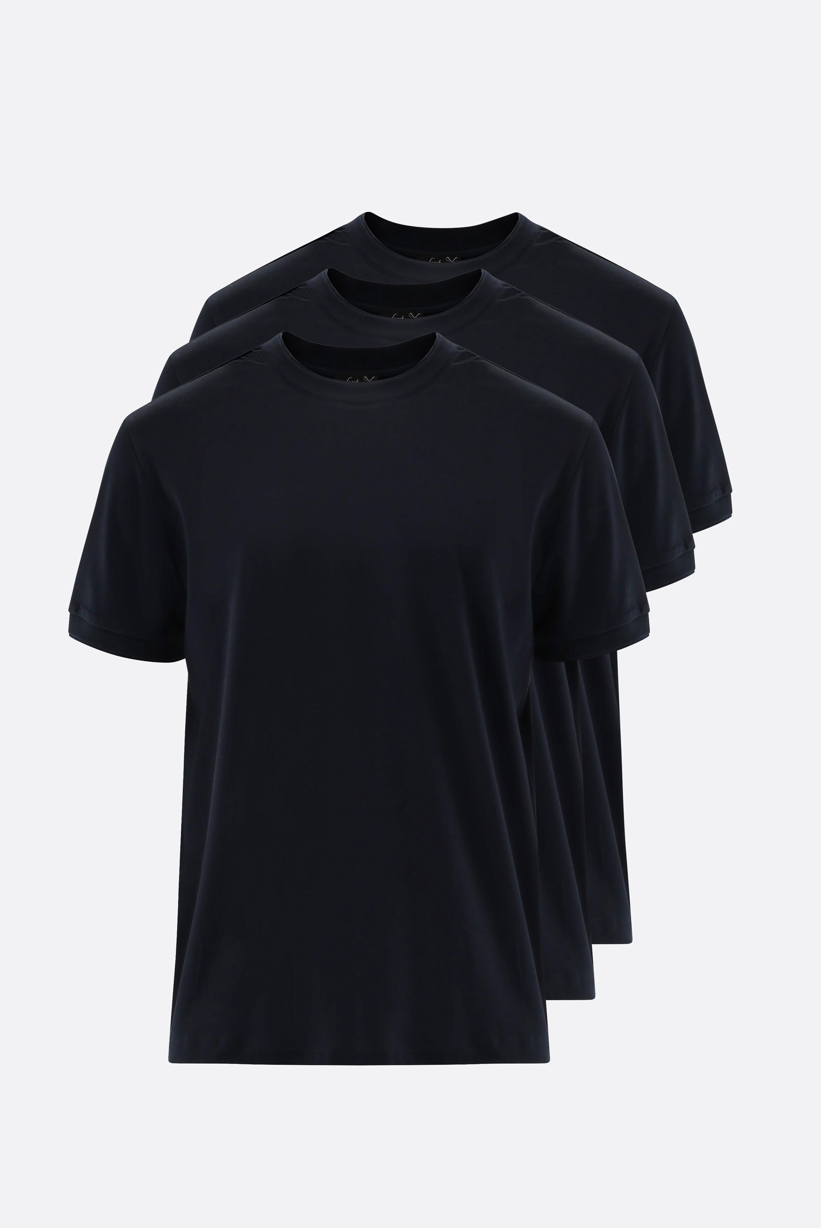 T-Shirt mit Rundhals und Paspel 3er Set