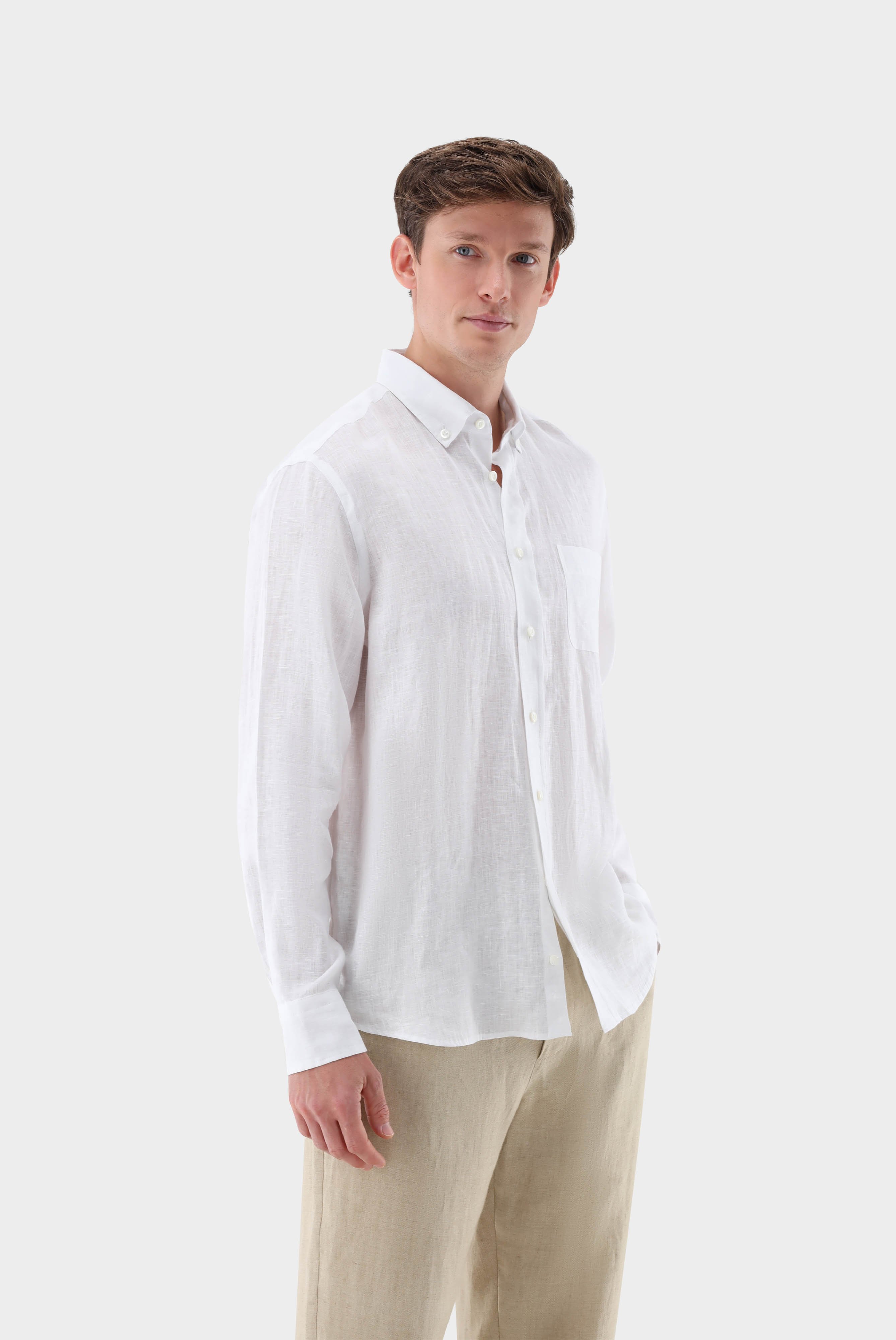 Casual Shirts+Linen Button-Down Collar Shirt Tailor Fit+20.2013.9V.150555.000.38