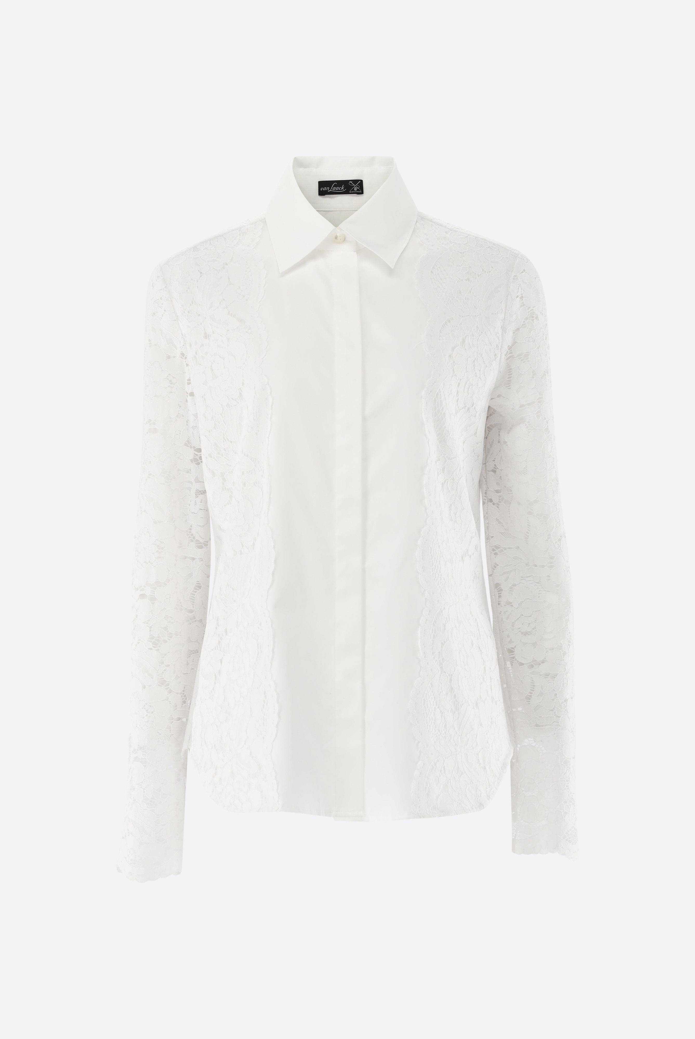 Hemdbluse mit Spitzenärmeln