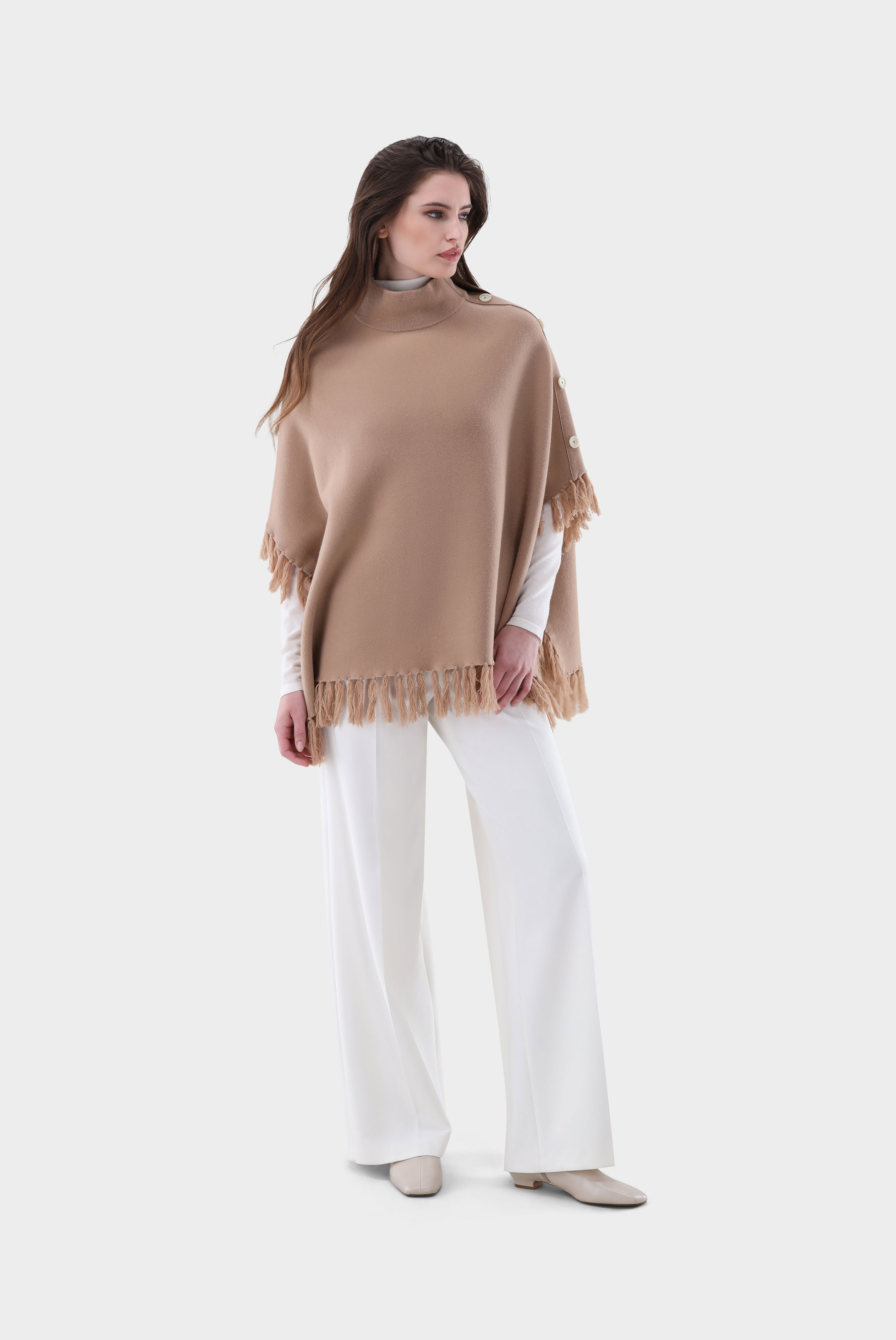 Poncho gestrickt mit Fransen günstig online kaufen