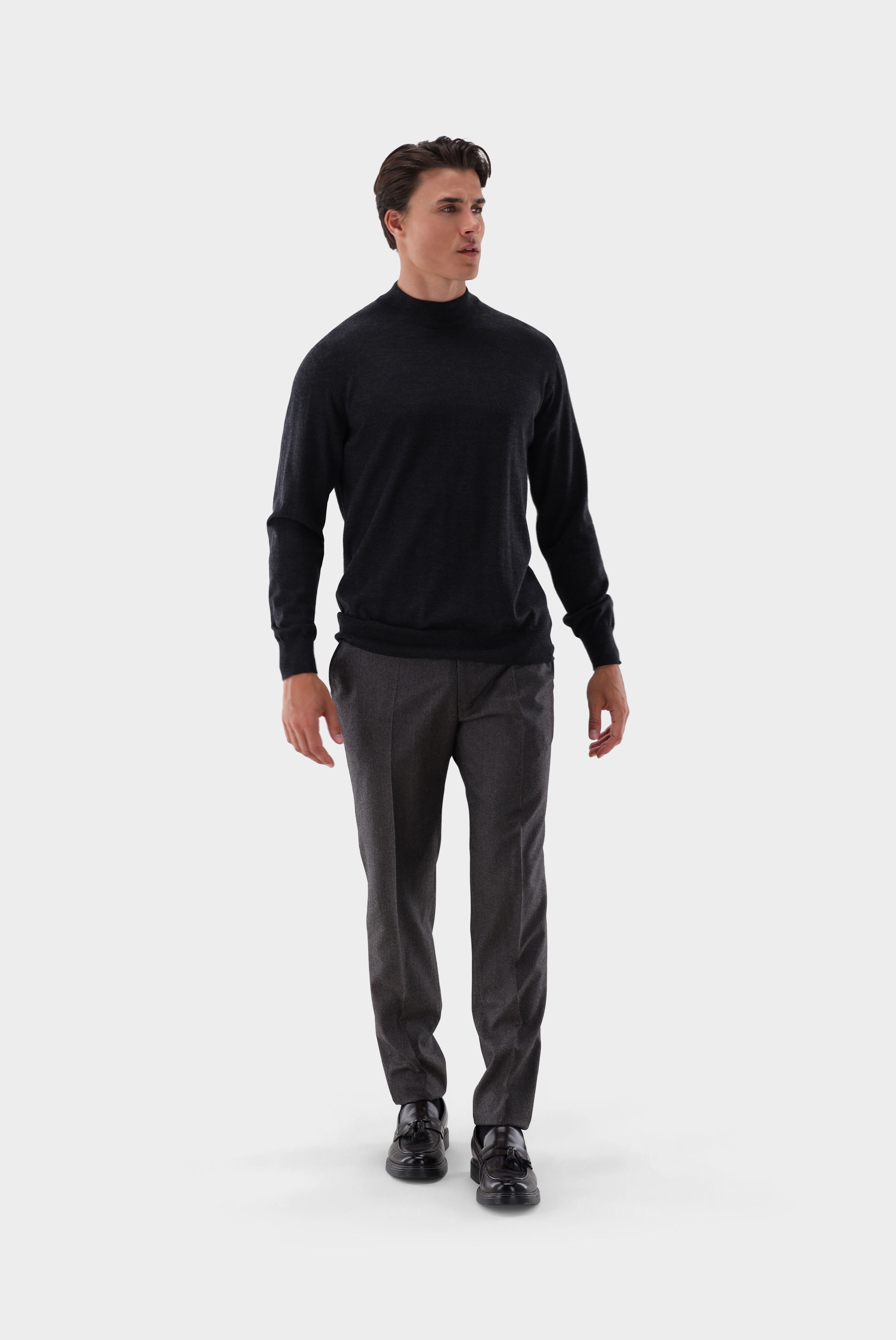 Stehkragenpullover aus Merzerisierter Merinowolle günstig online kaufen