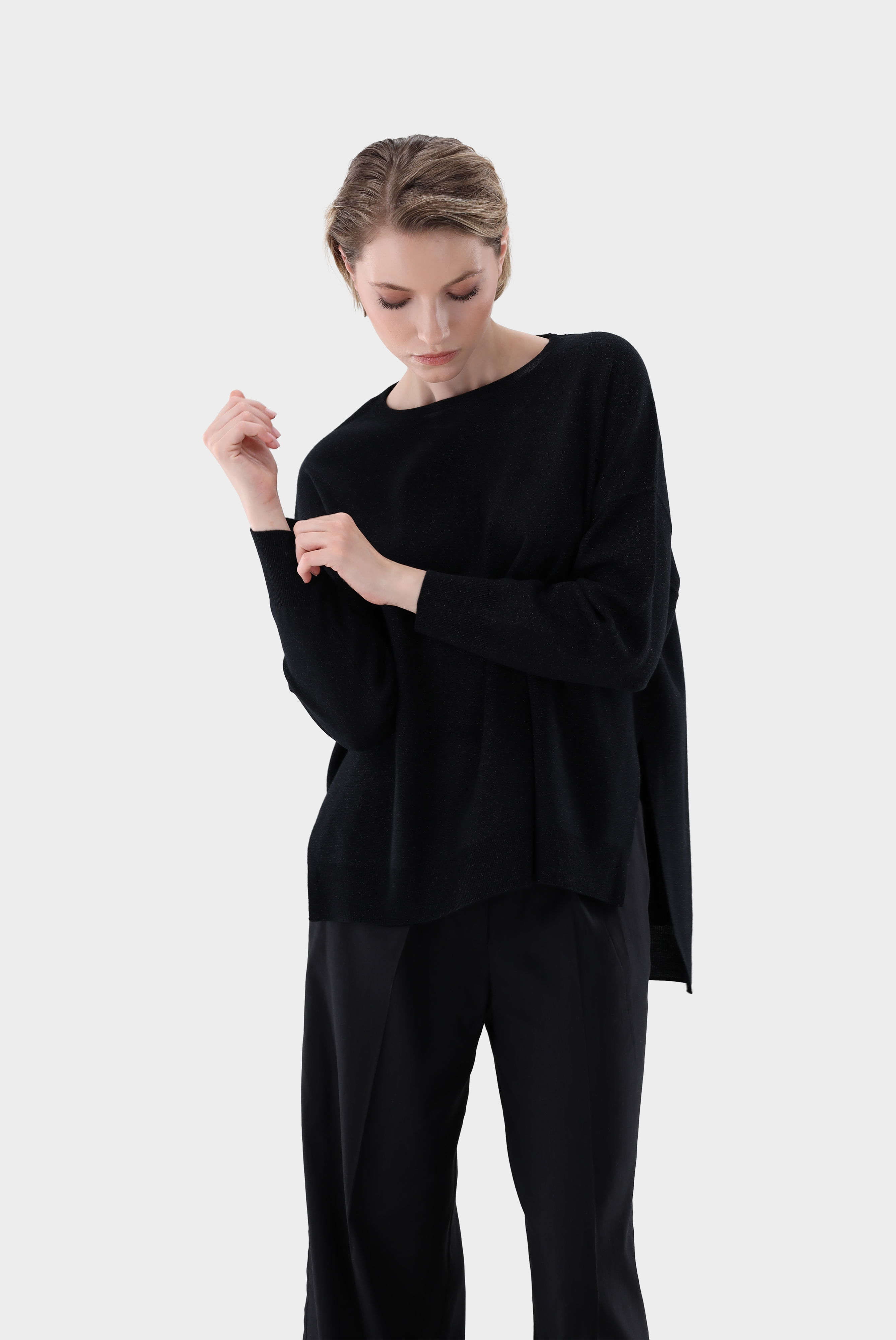 Pullover aus Merinowolle mit Glitzer Effekt