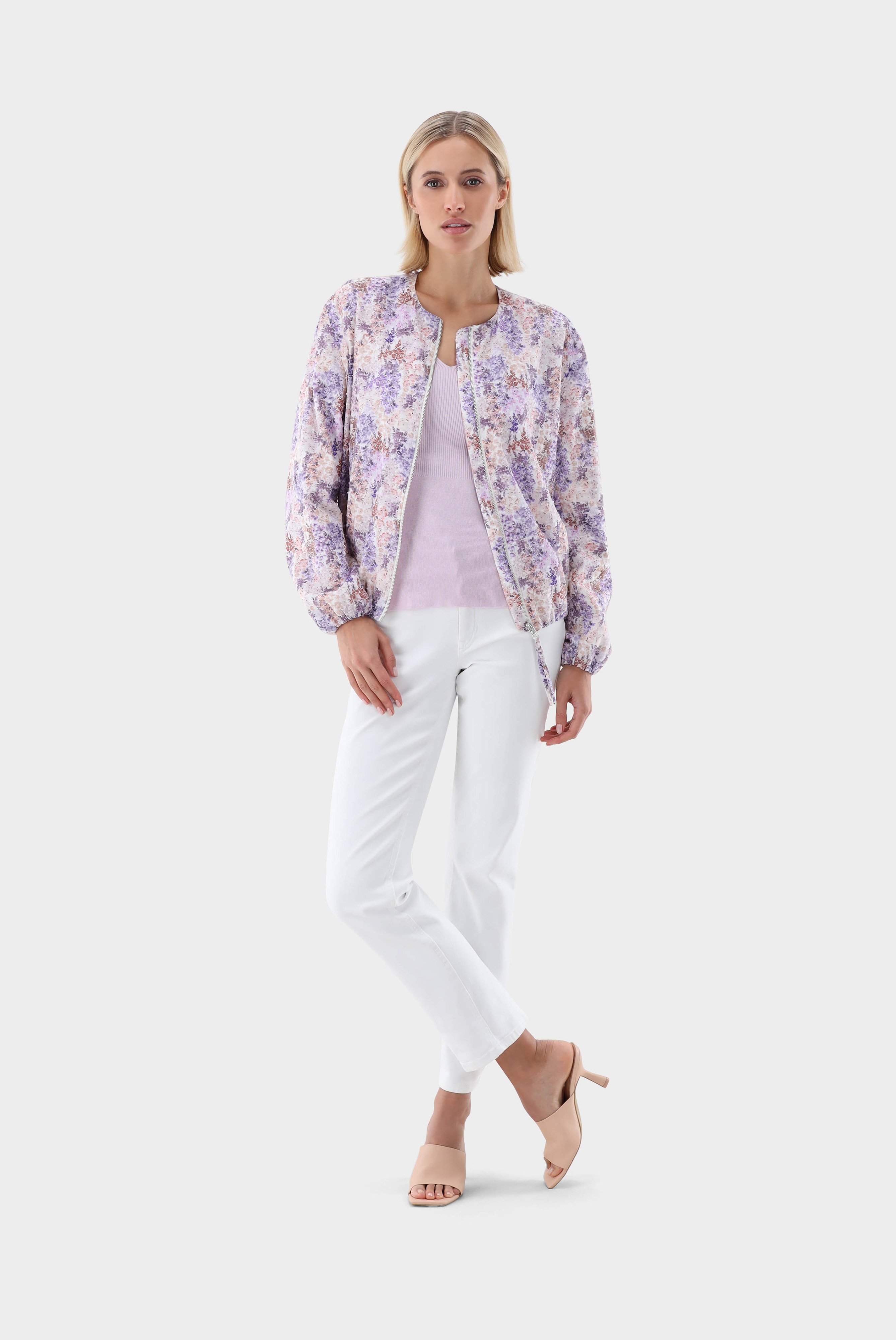 Blazers+Printed Zip-Up Blouson with Floral Print+05.658O..170156.630.34