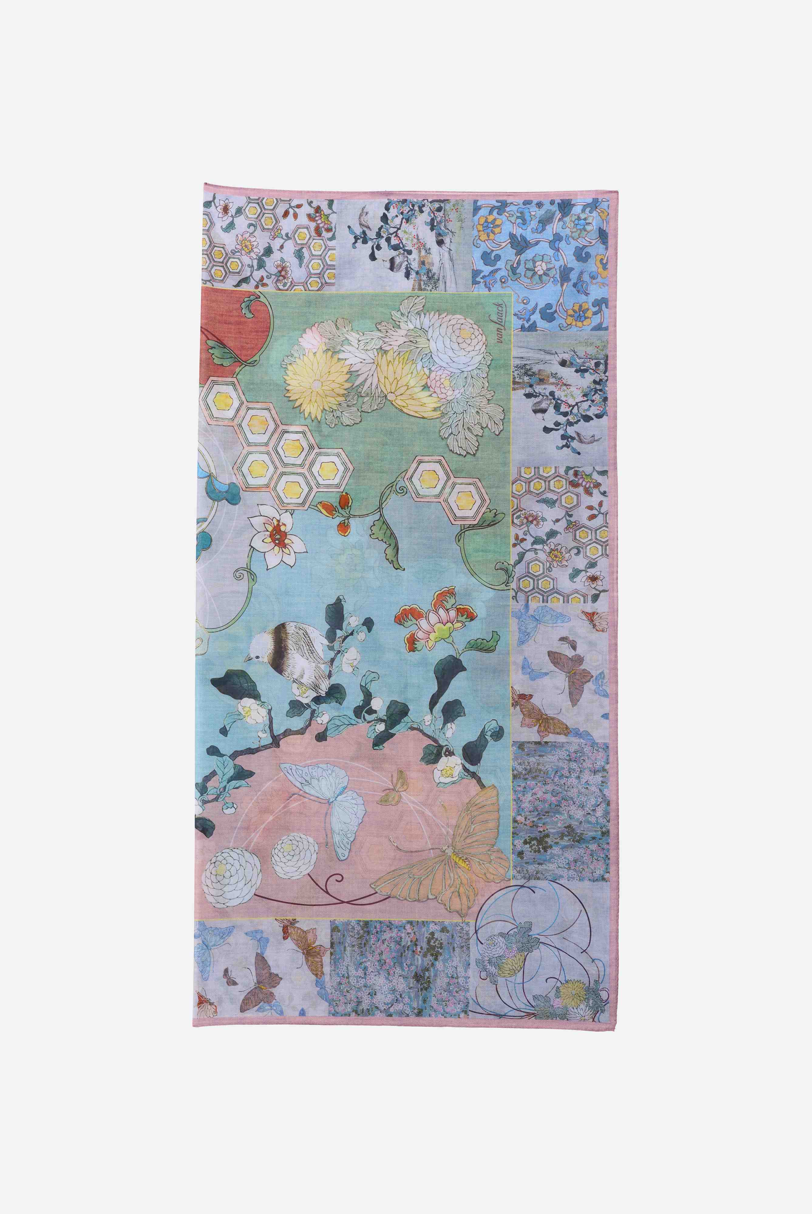 Schal mit einfarbiger Bordüre