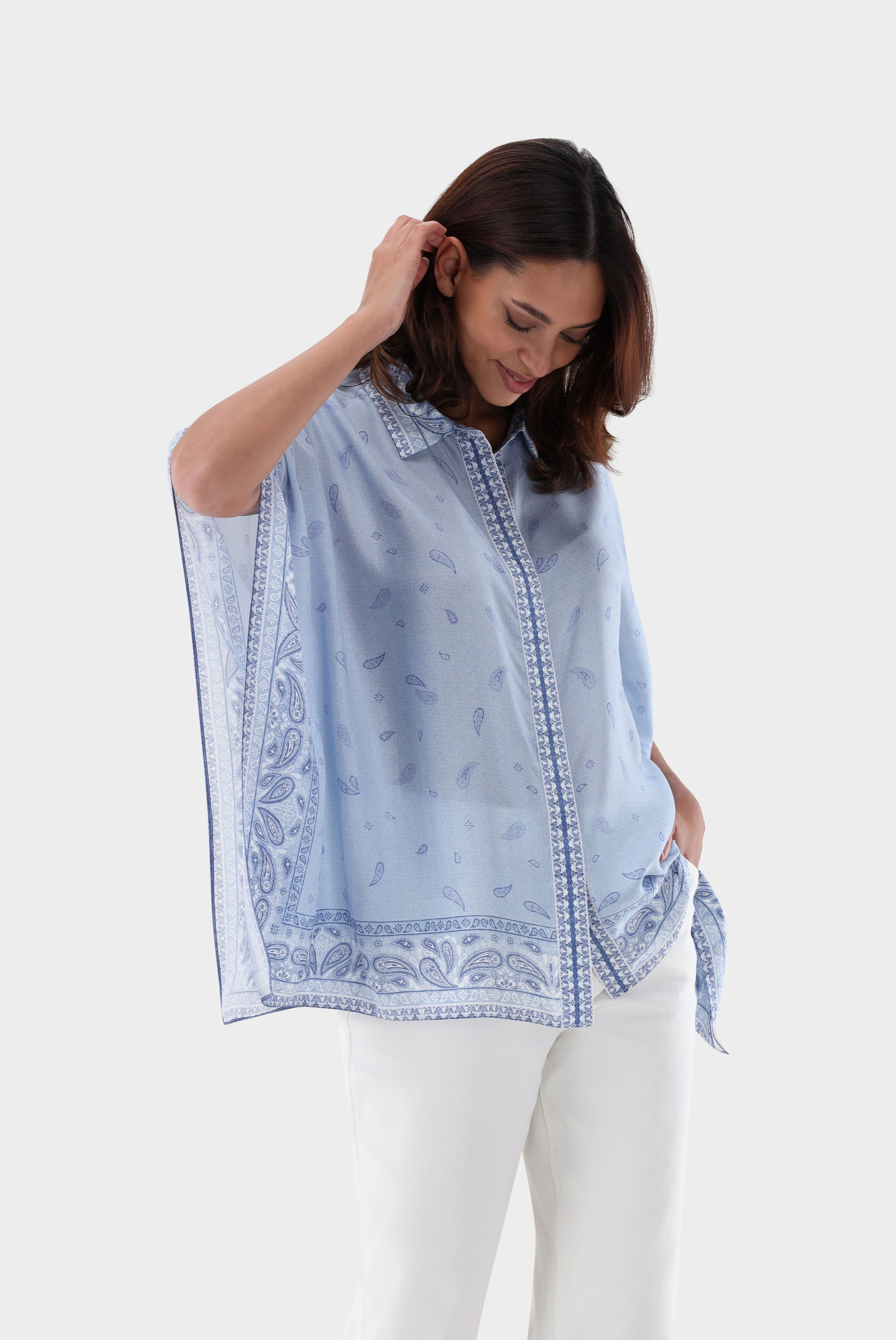Tunika aus Seide mit Bandana-Druck