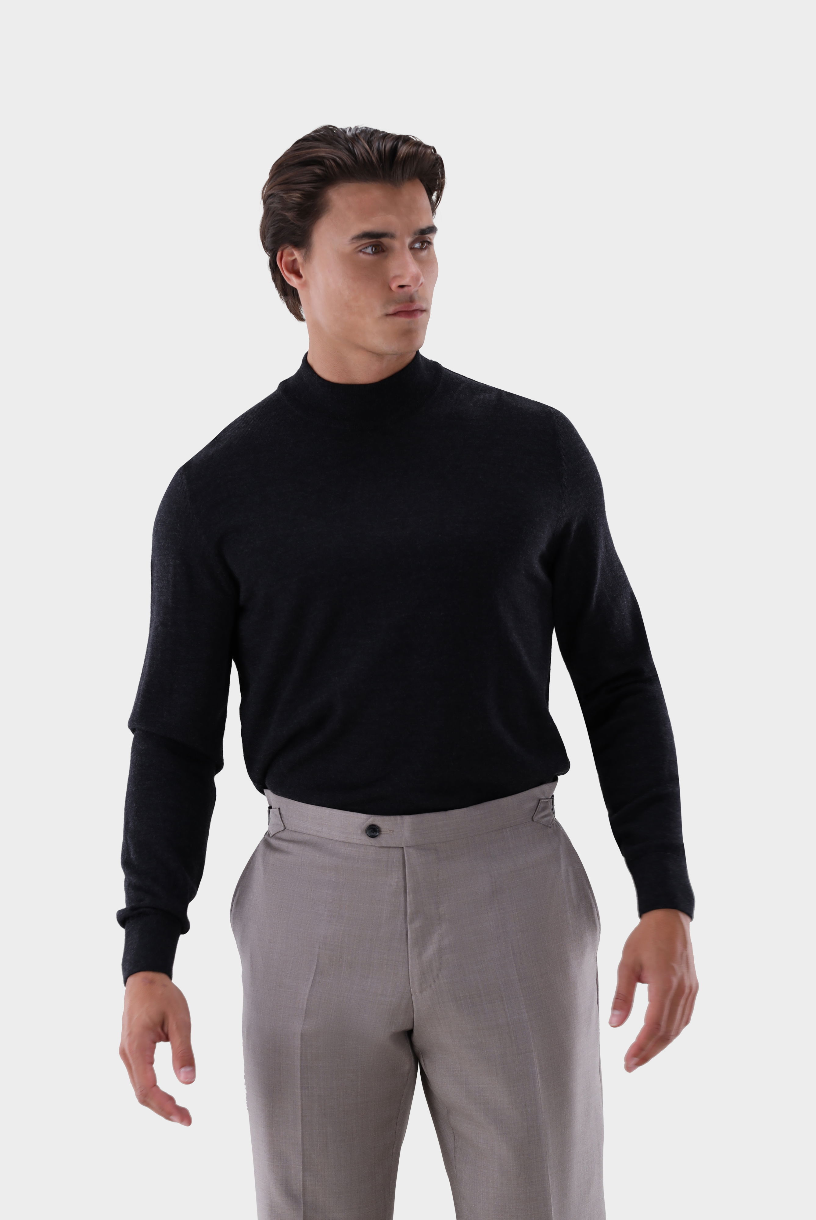 Stehkragenpullover aus Merzerisierter Merinowolle