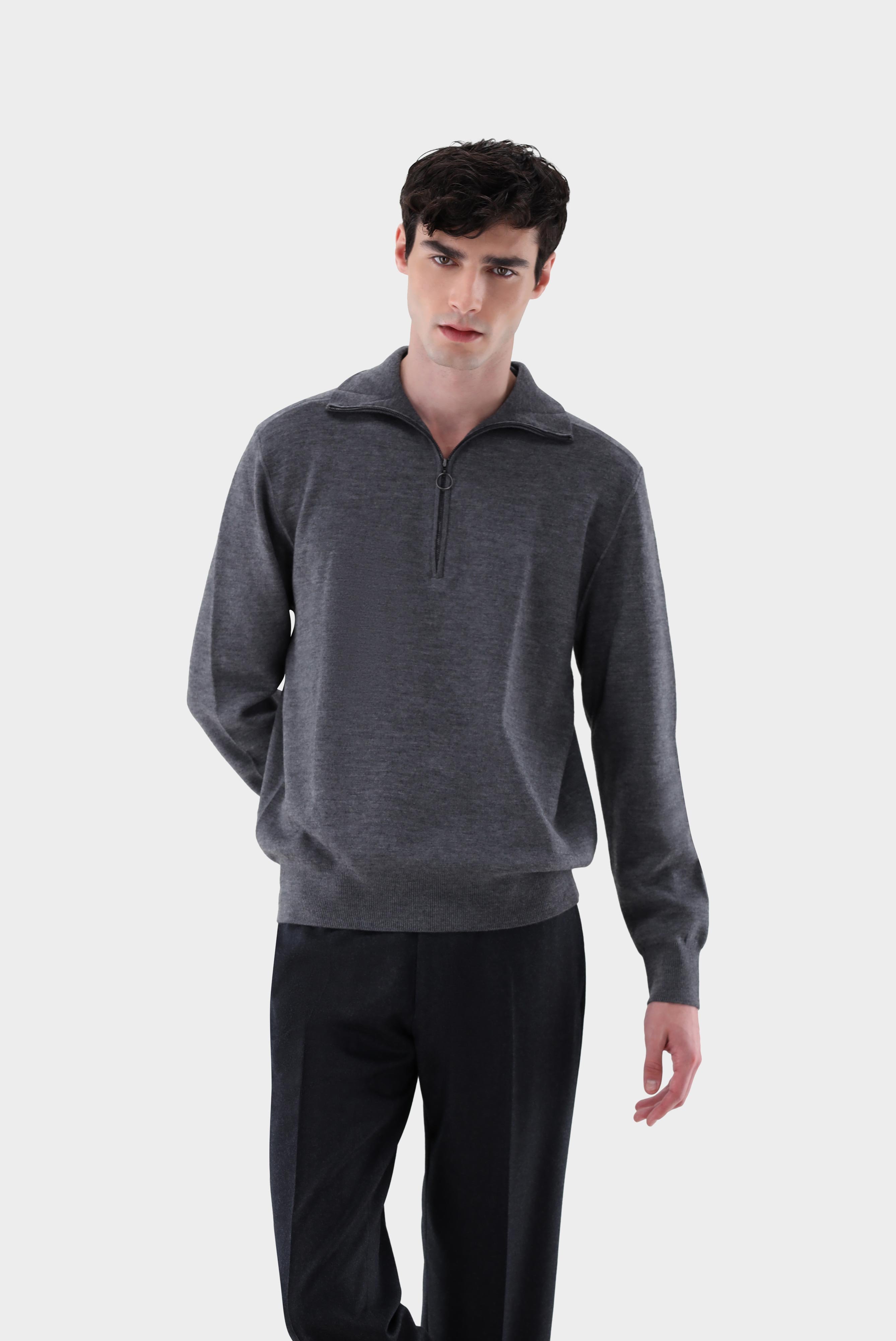 Half Zip Double Knit with Cashmere