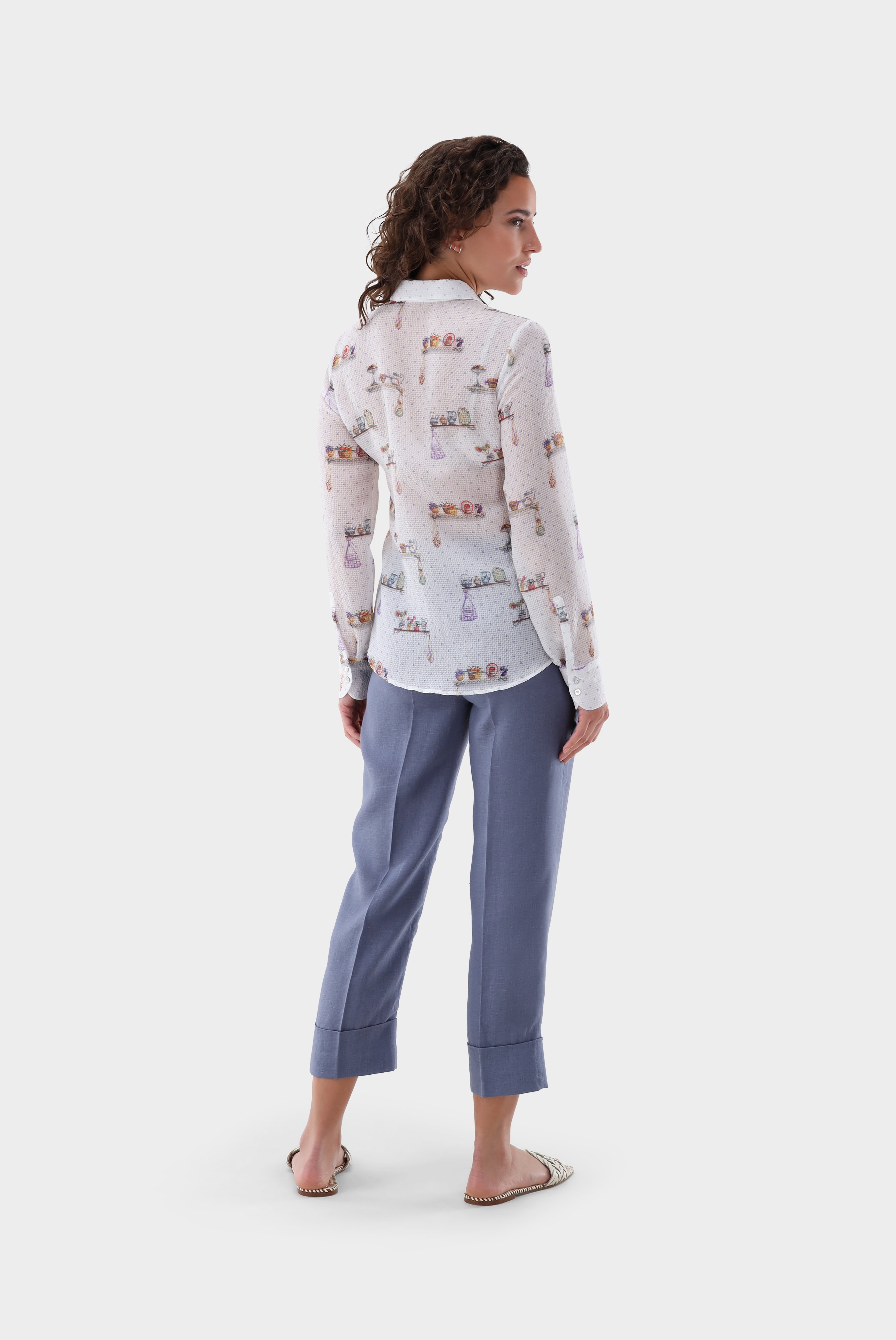 Casual Blouses+Fitted Seersucker Blouse with Print+05.511Z.07.172004.006.32