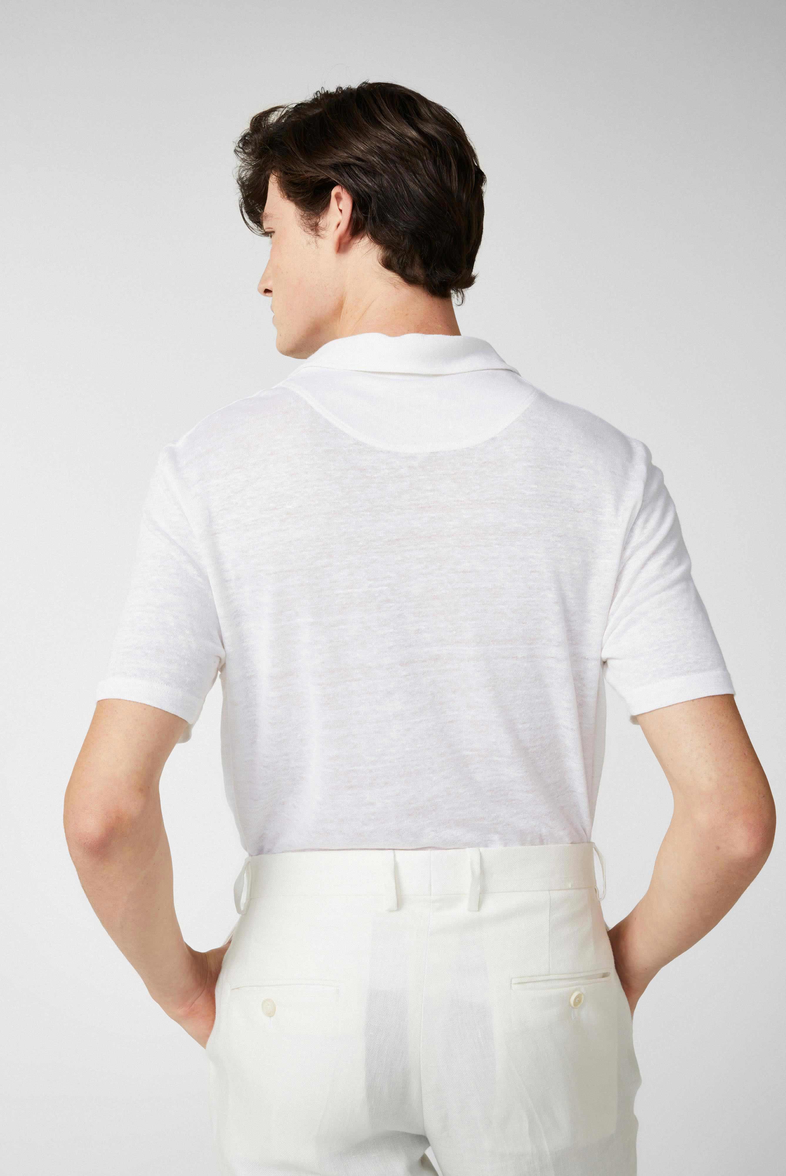 Poloshirts+Linen jersey polo shirt white+20.1783..180125.000.S