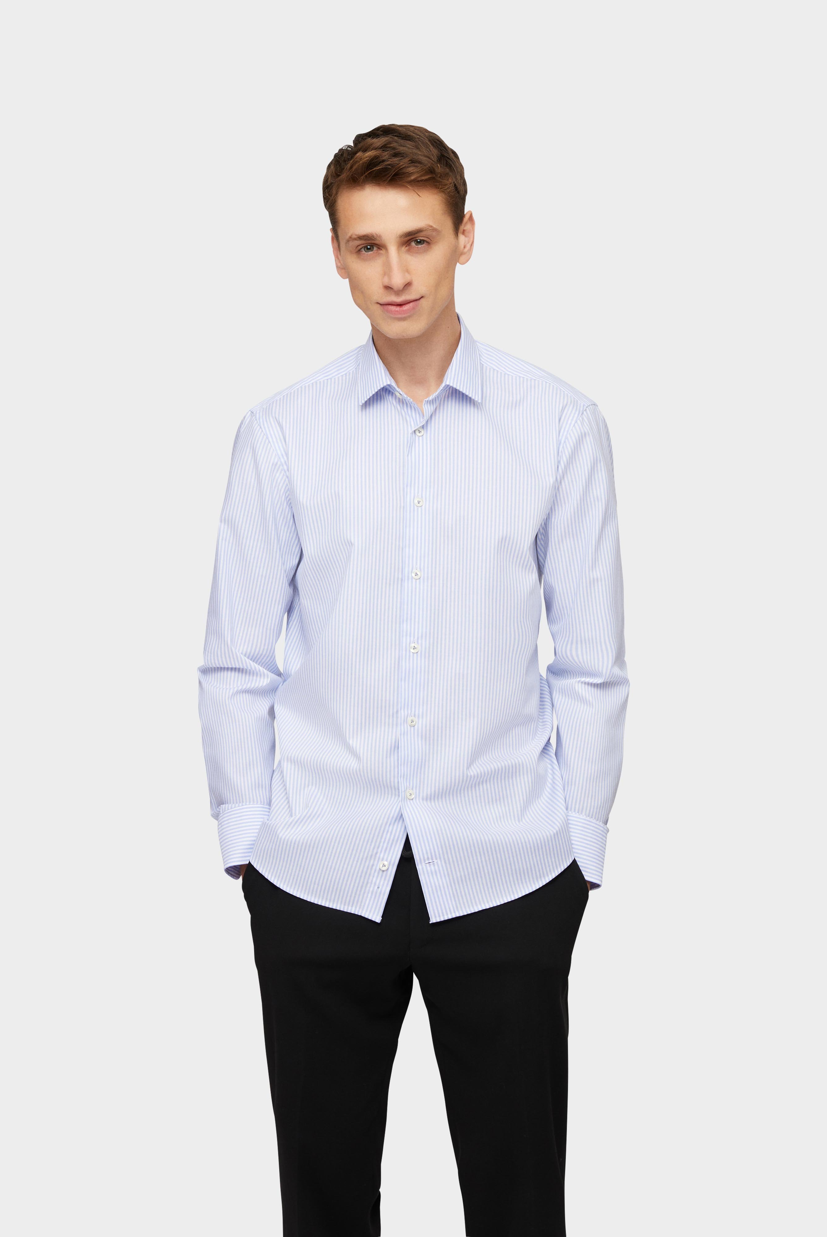 Business Shirts+Wrinkle-Free Shirt with Stripes Tailor Fit+20.3281.NV.166020.730.37