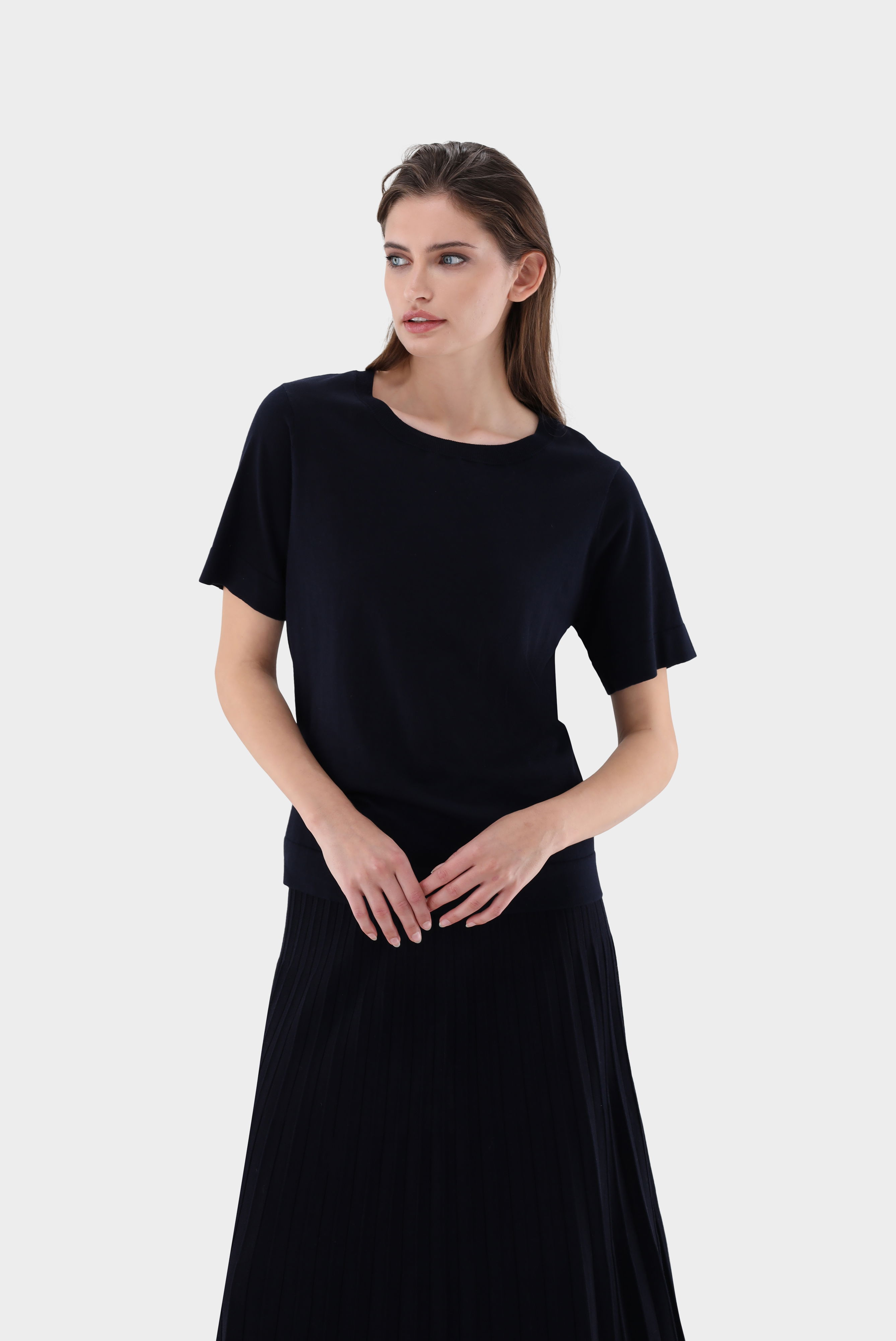 T-Shirt gestrickt aus Air Cotton mit lockerem Schnitt