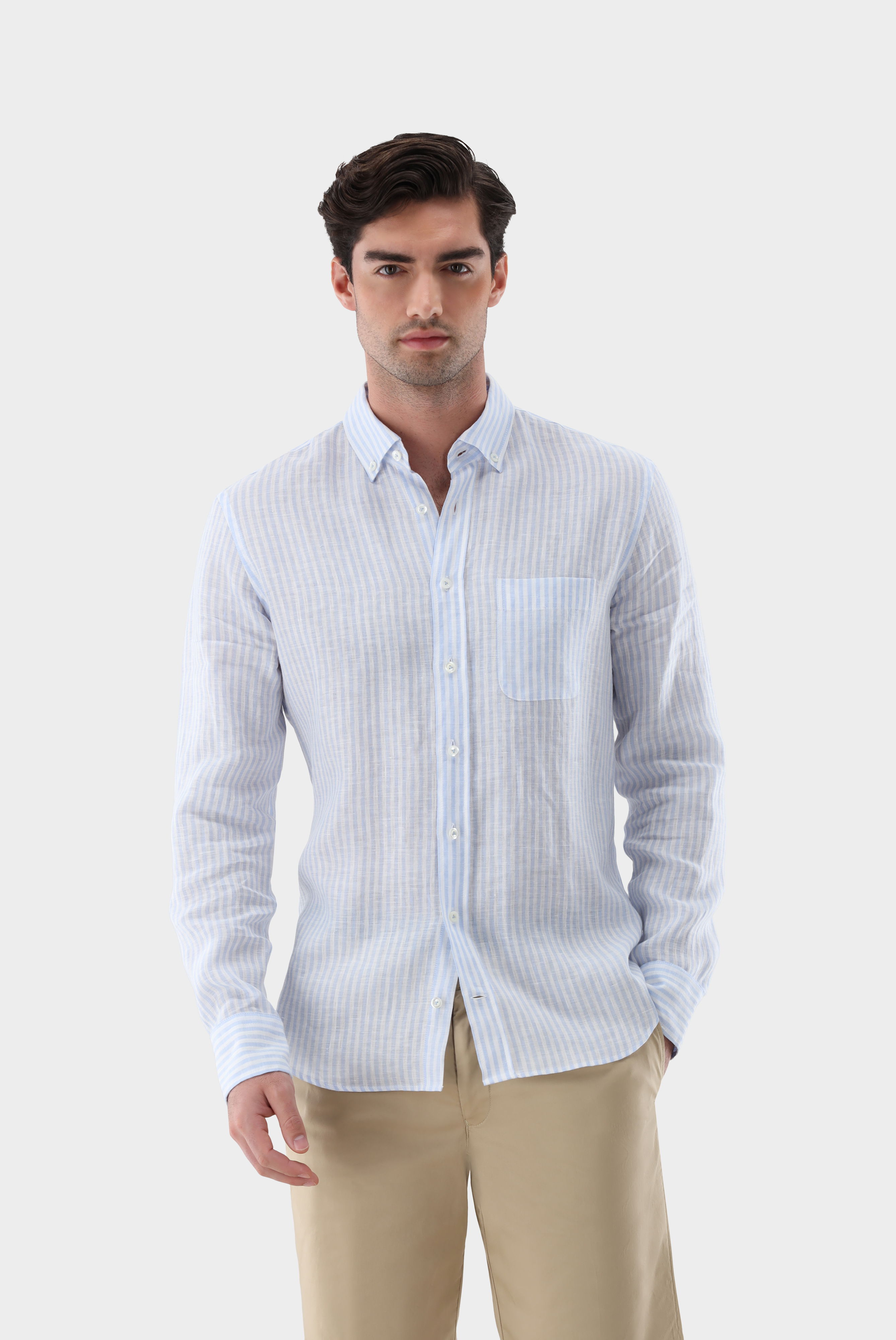 Leinenhemd mit Streifen Comfort Fit