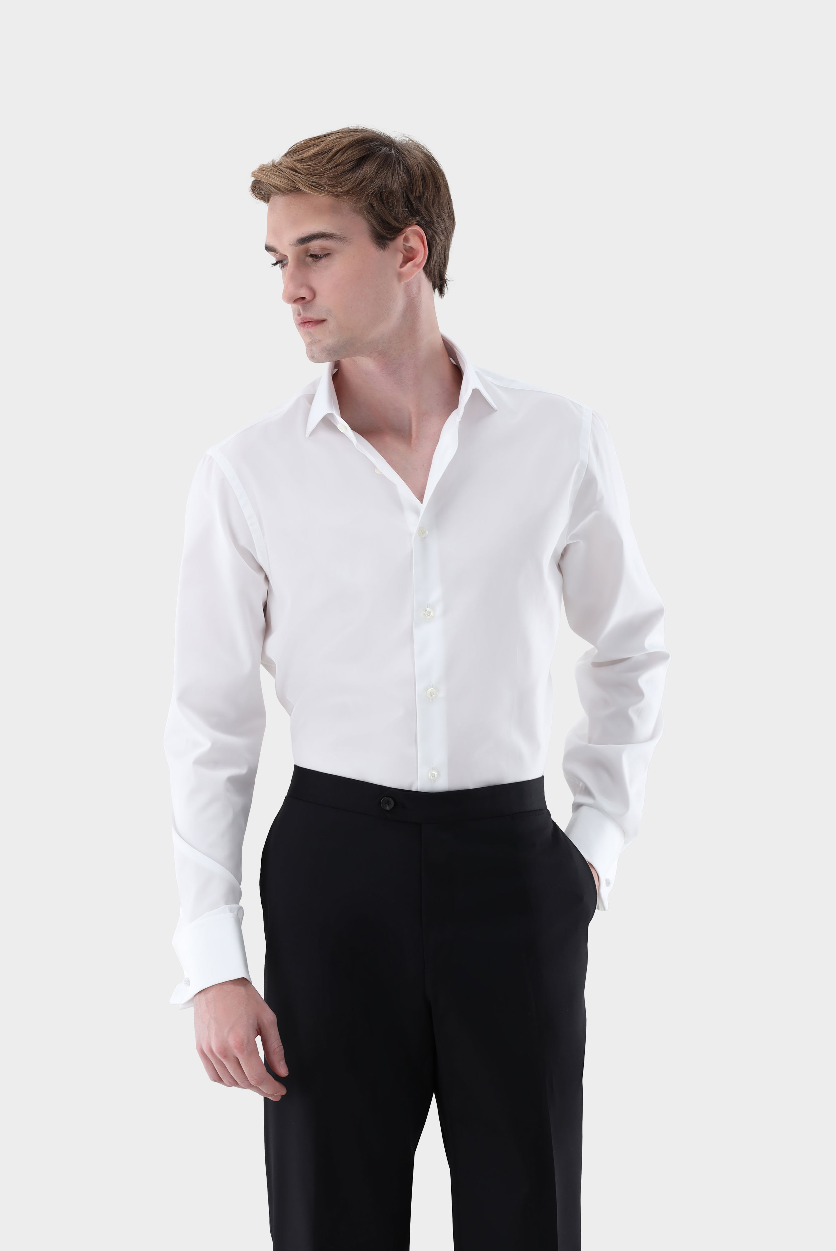 Double Cuff Shirt in Cotton Poplin Tailor Fit