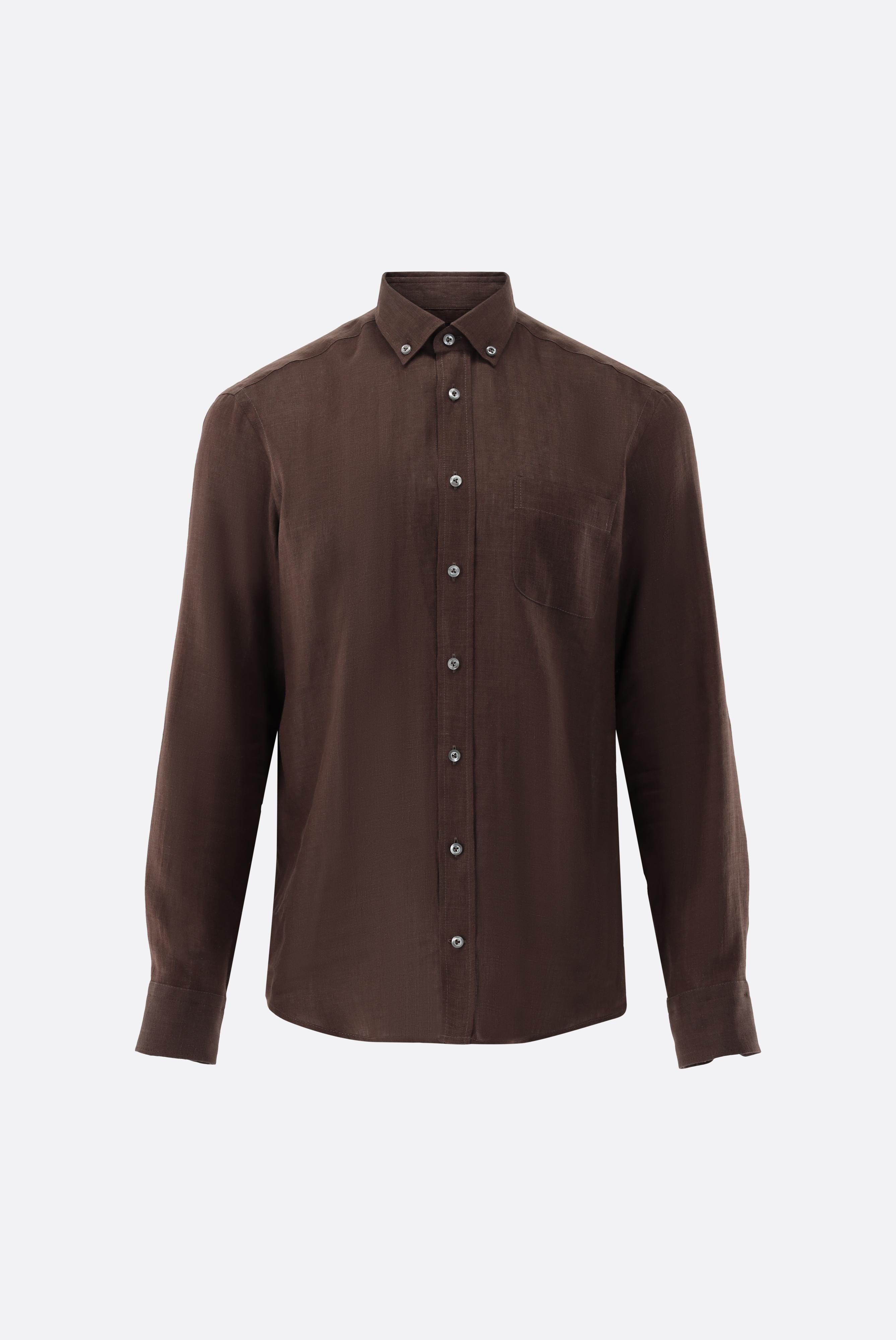 Leinenhemd mit Button-Down Kragen Tailor Fit