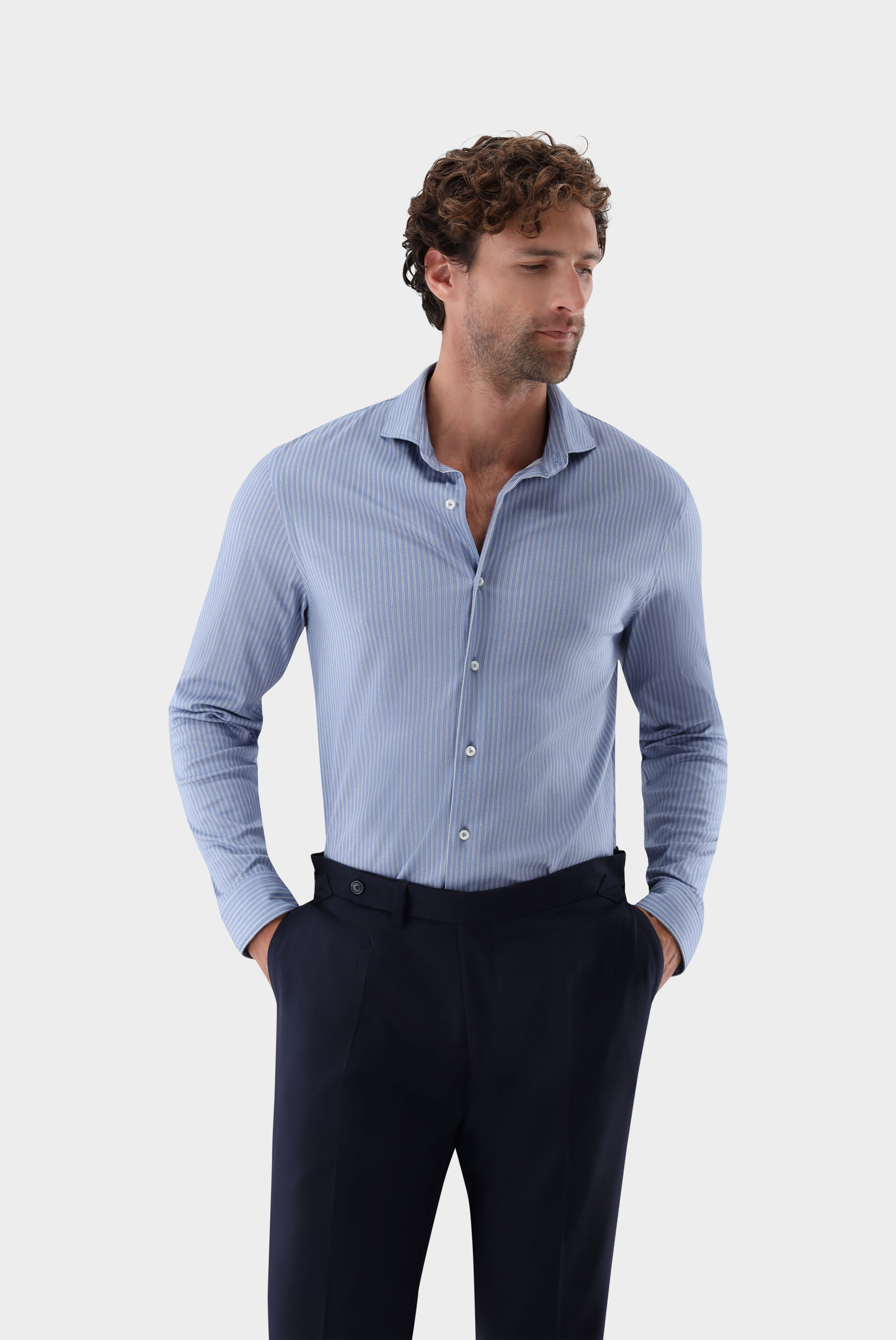 Jerseyhemd mit Streifen Tailor Fit