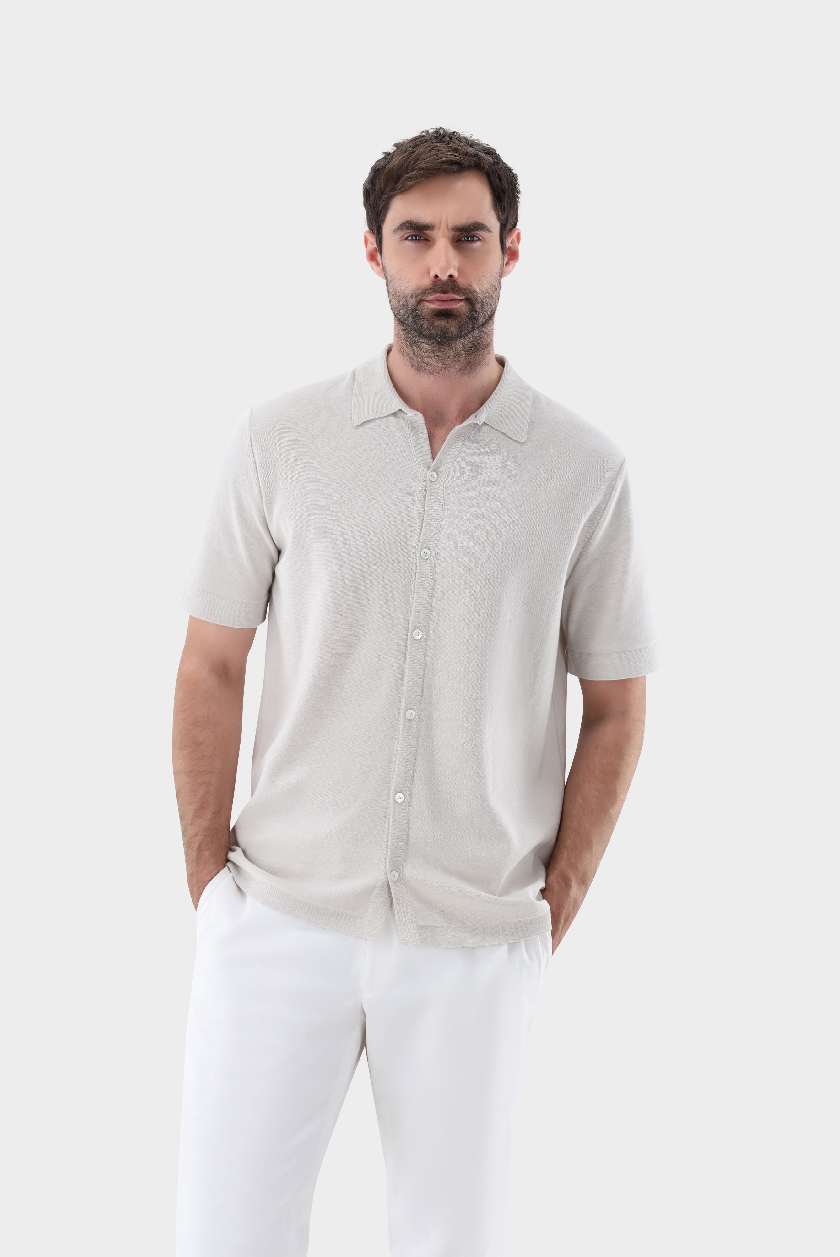 Strickhemd mit kurzarm aus Air Cotton