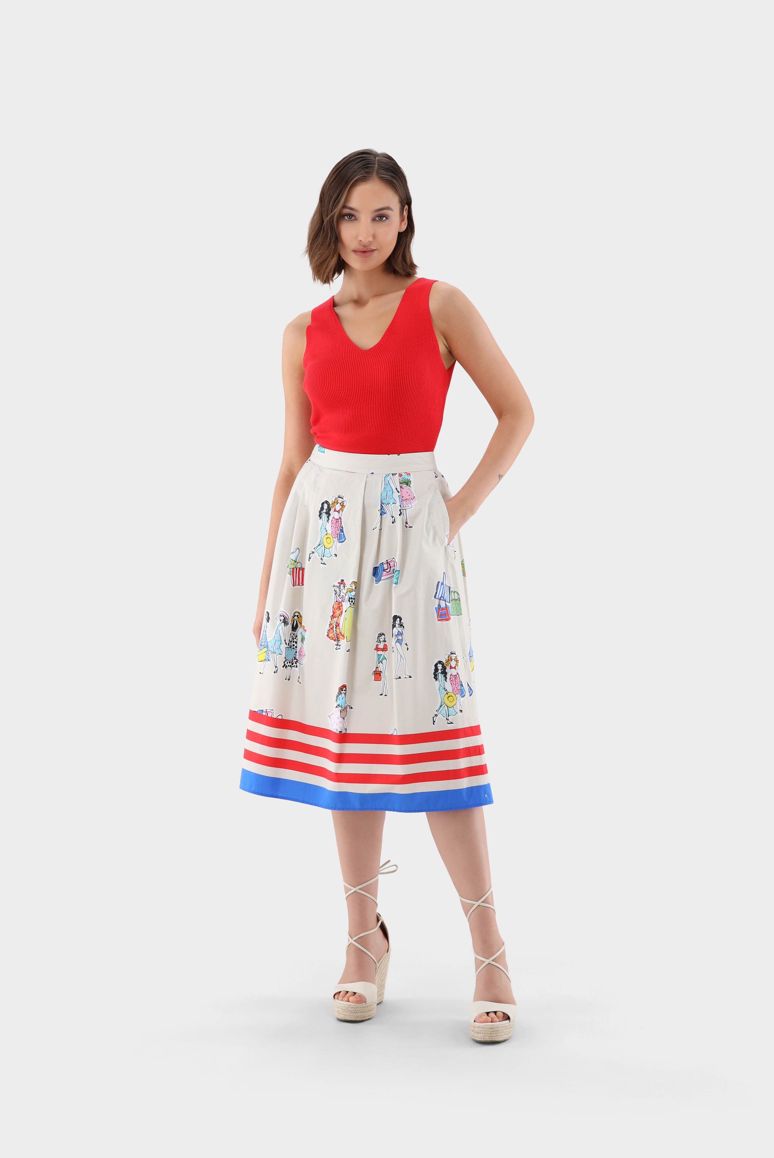 Dresses & Skirts+Skirt in Cotton with Print+05.659B.95.172046.115.36