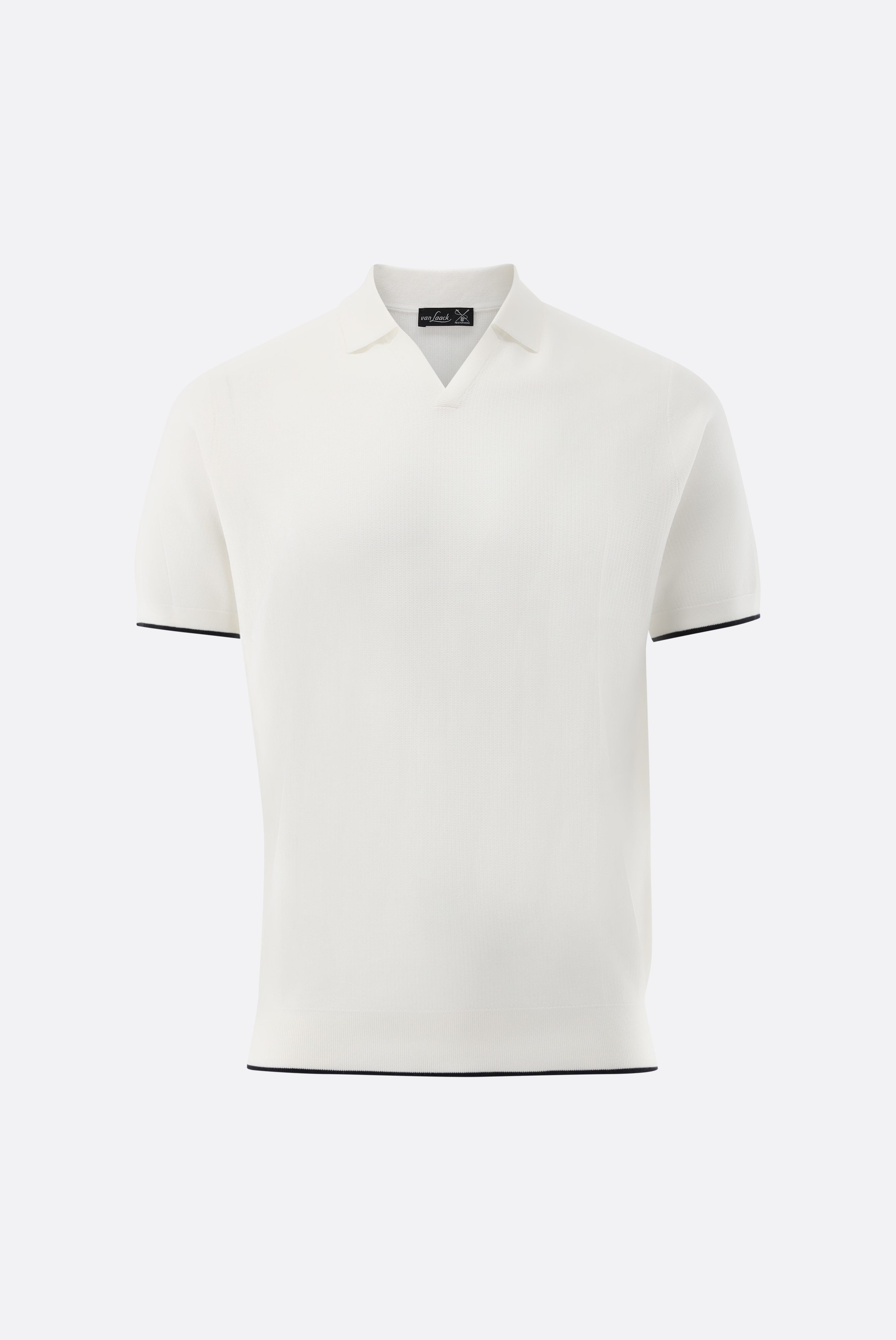 V-neck polo shirt, knitted with a fine texture