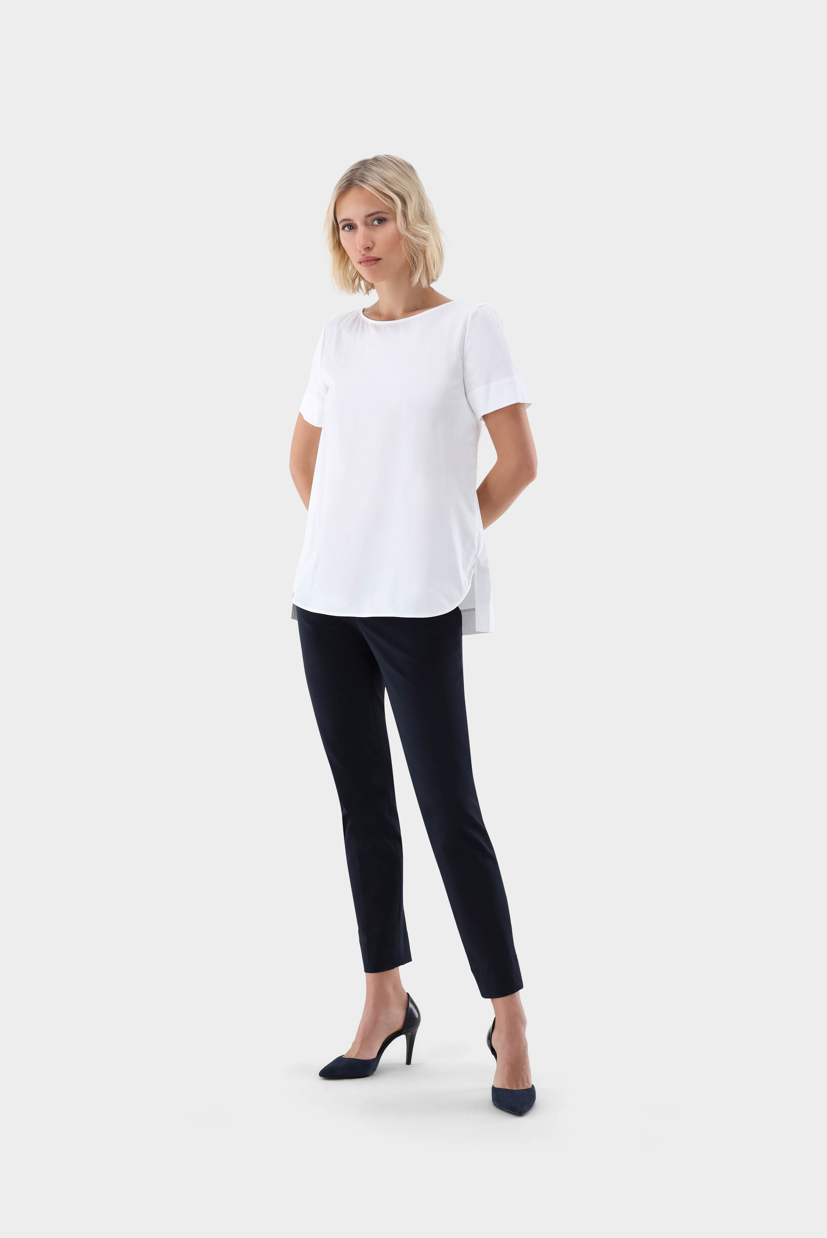 Kurzarm Bluse mit U-Ausschnitt günstig online kaufen
