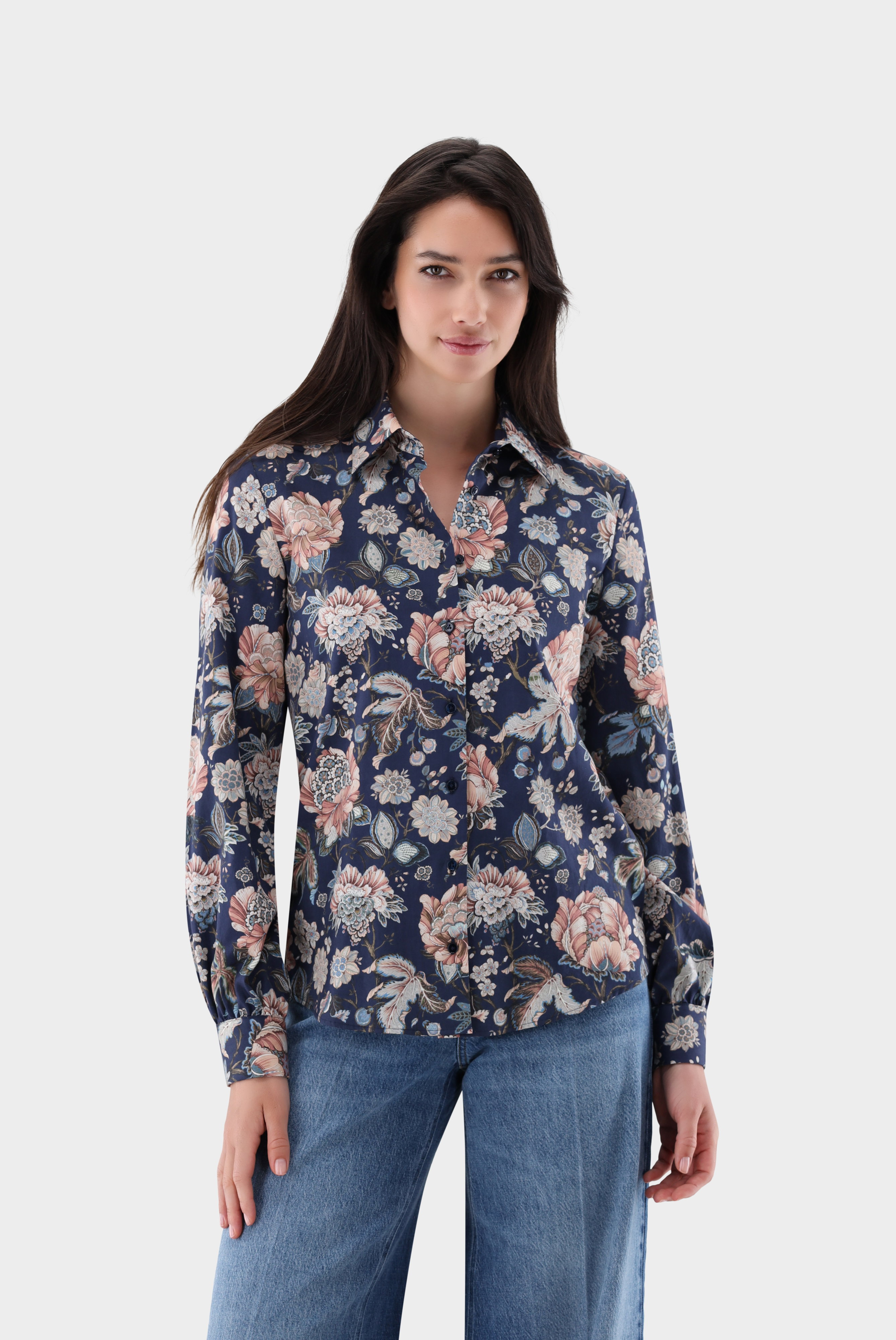 Hemdbluse mit Blumenprint