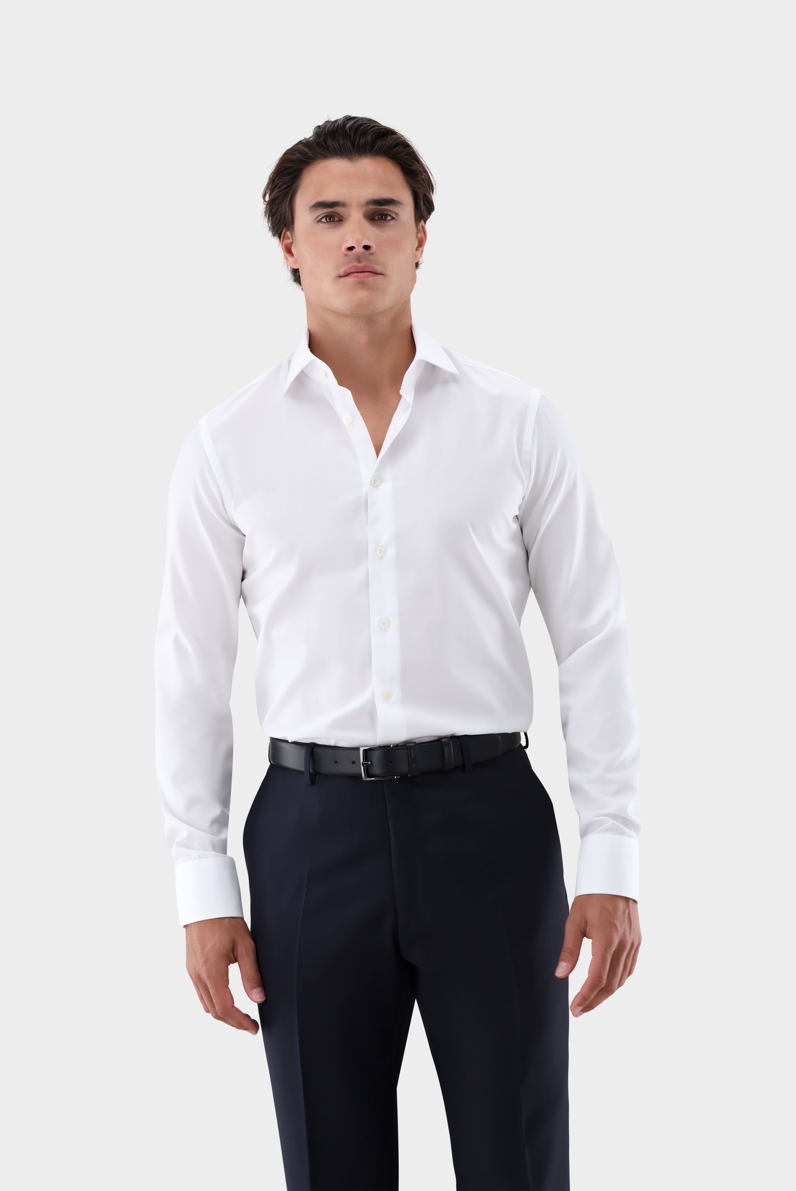 Popline-Hemd mit Kentkragen Slim Fit