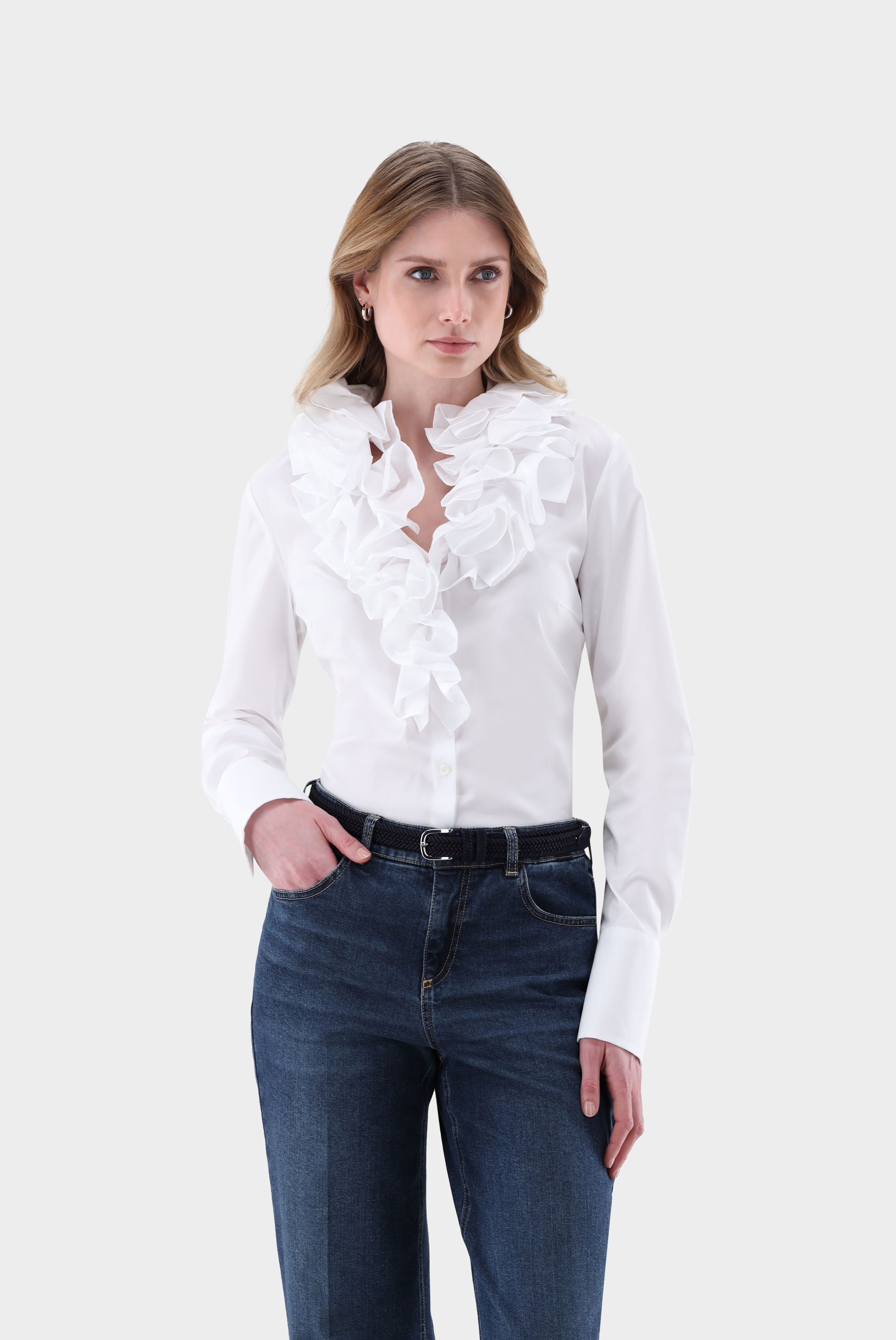 Bluse mit Rüschen und Stretch