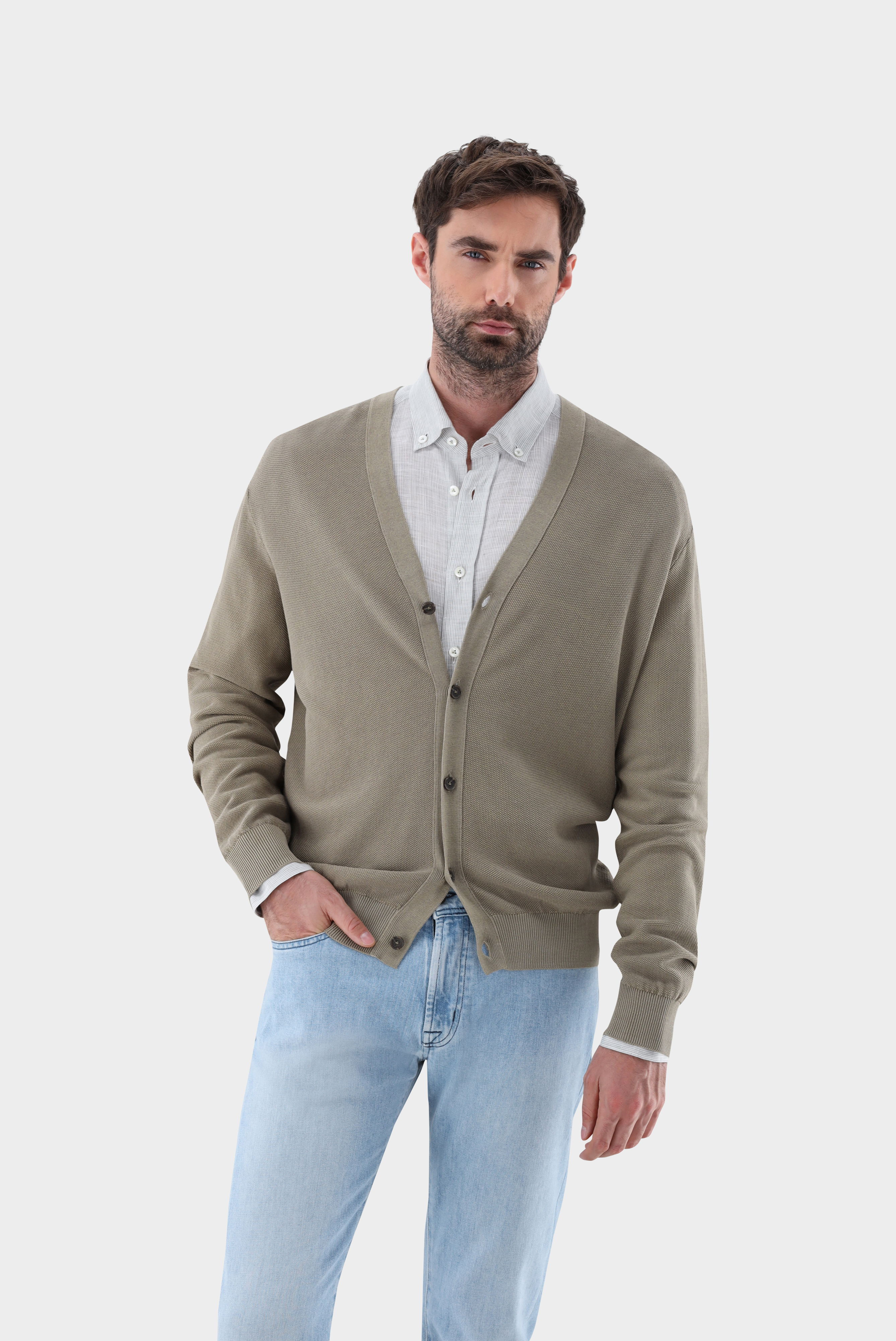 Cardigan mit Reiskorn Optik