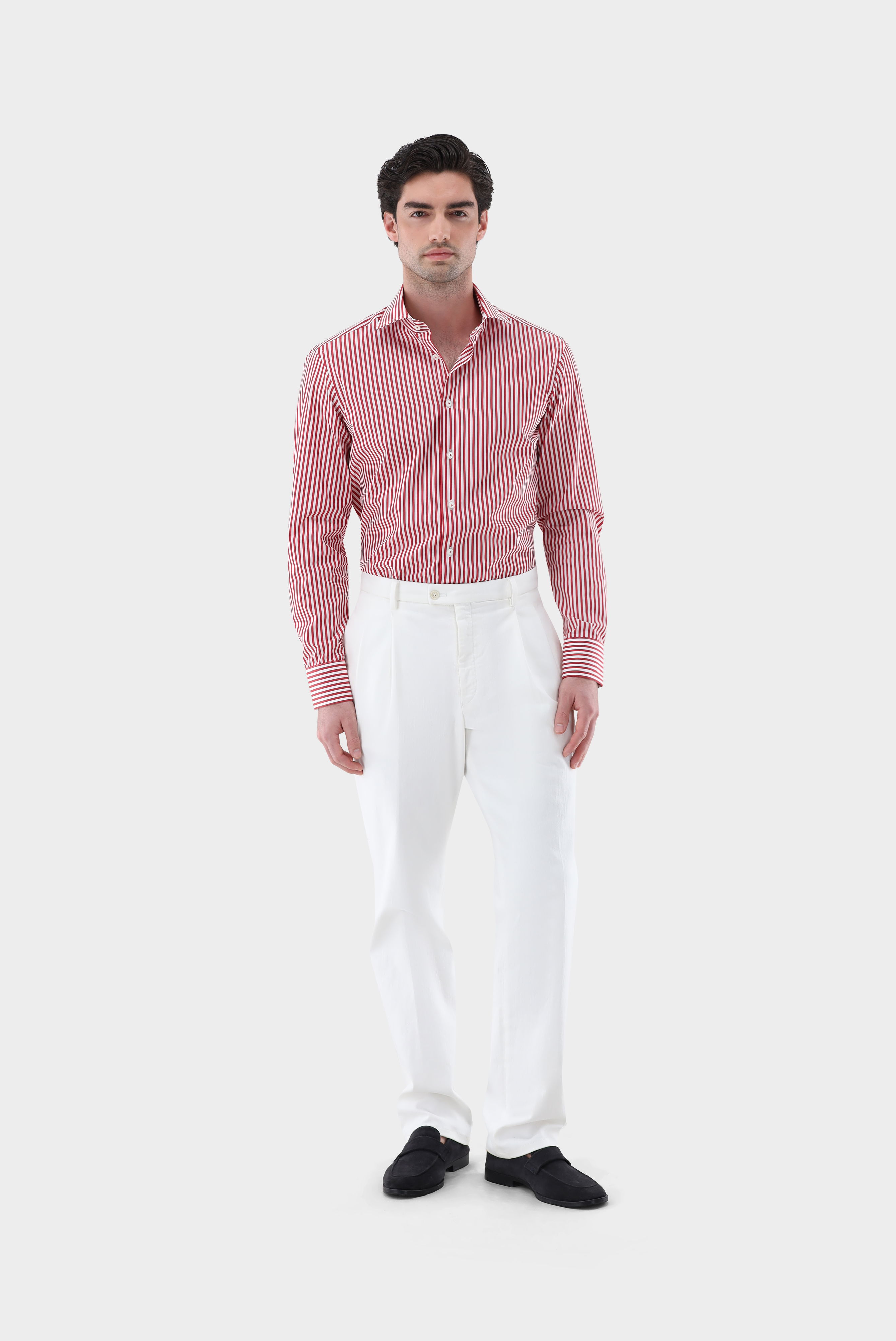 Gestreiftes Hemd aus Popeline mit Haifischkragen günstig online kaufen