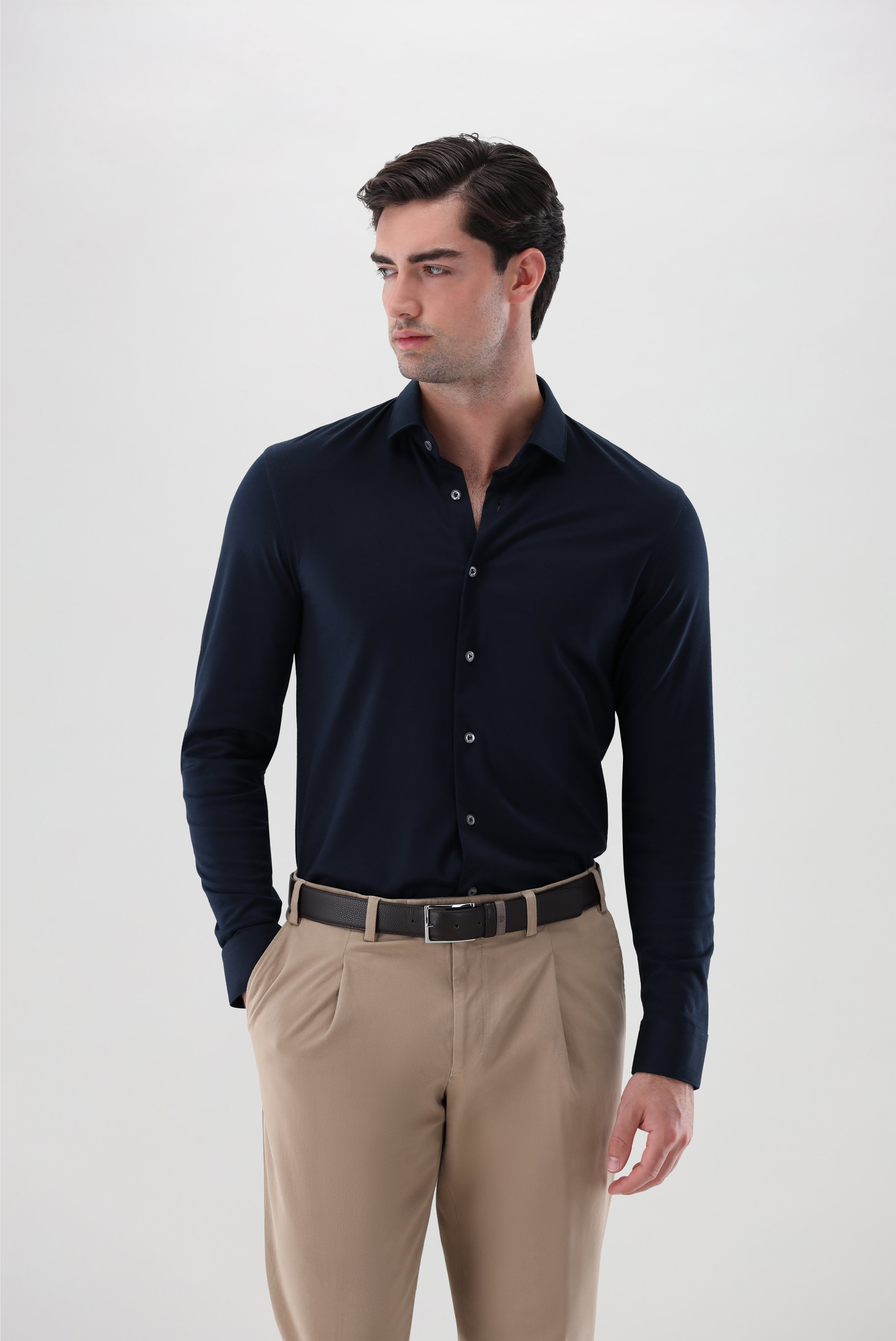 Jersey shirt with cashmere