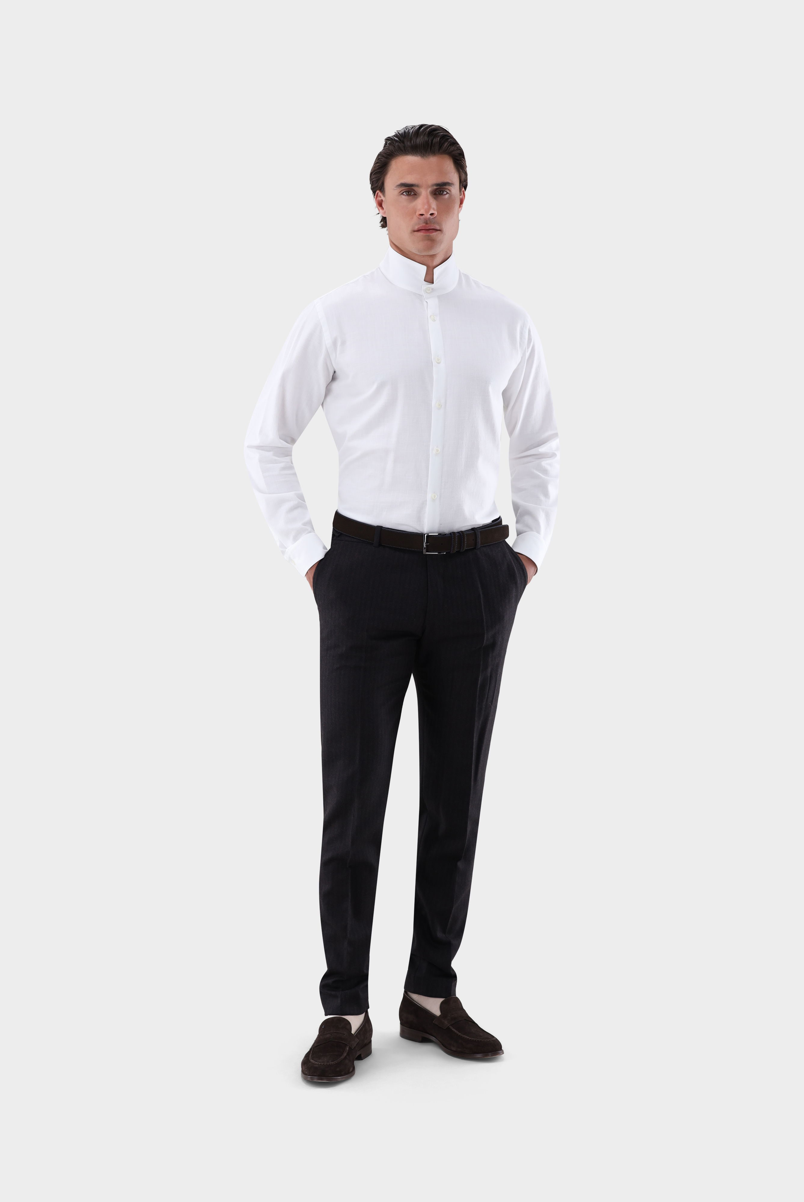 Hemd mit hohem Stehkragen Tailor Fit günstig online kaufen