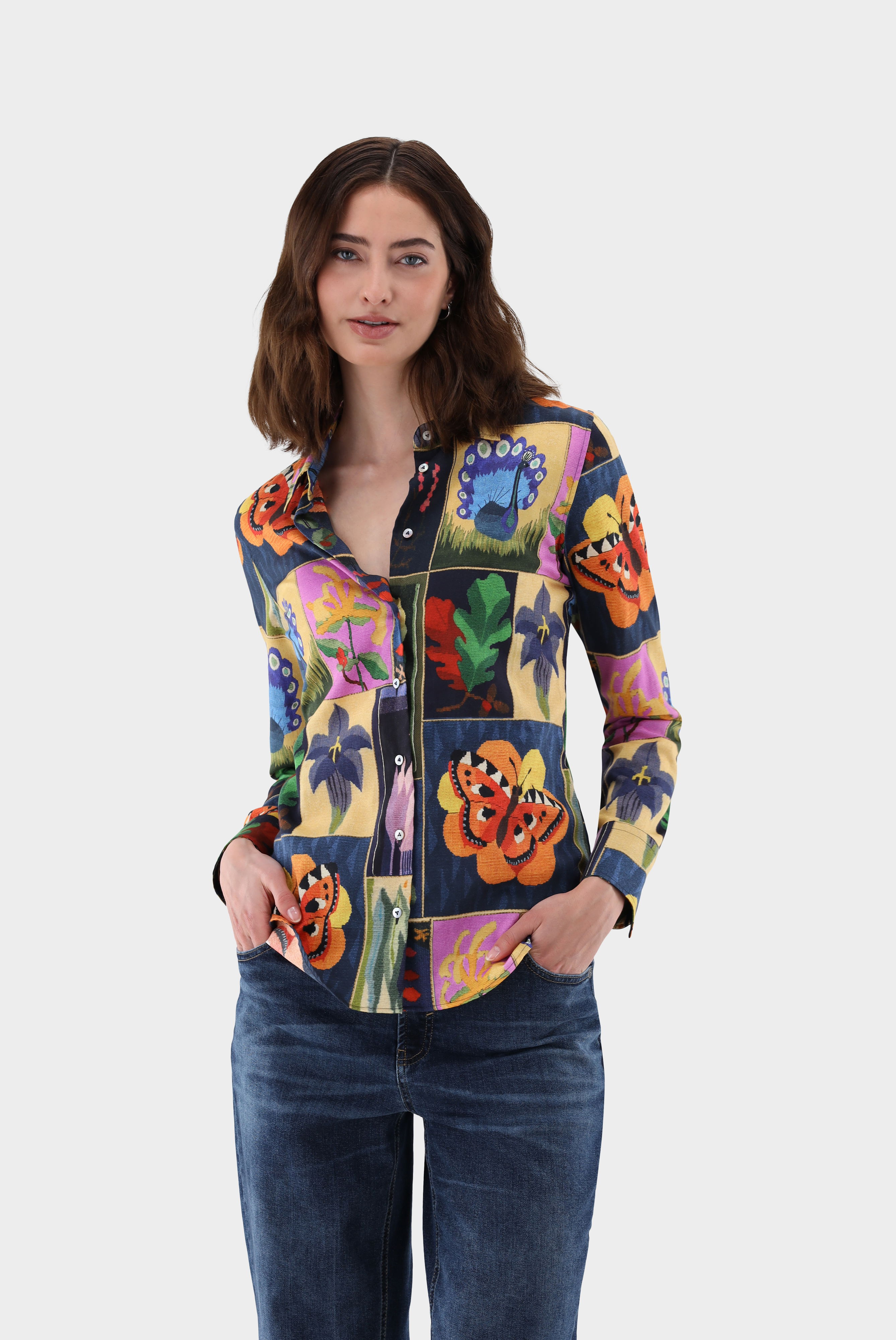 Hemdbluse tailliert mit Druck