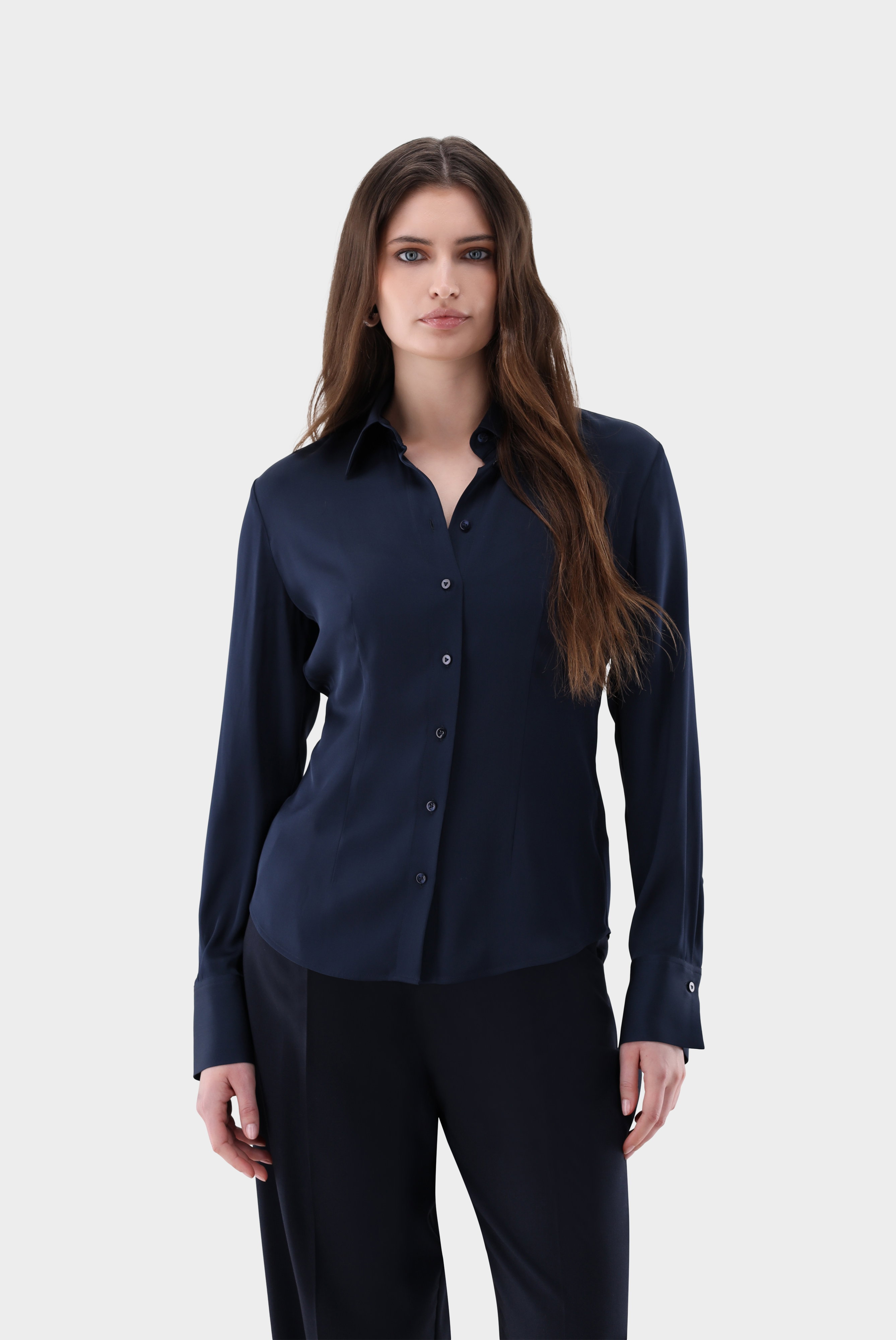 Hemdbluse aus Seide mit Stretch