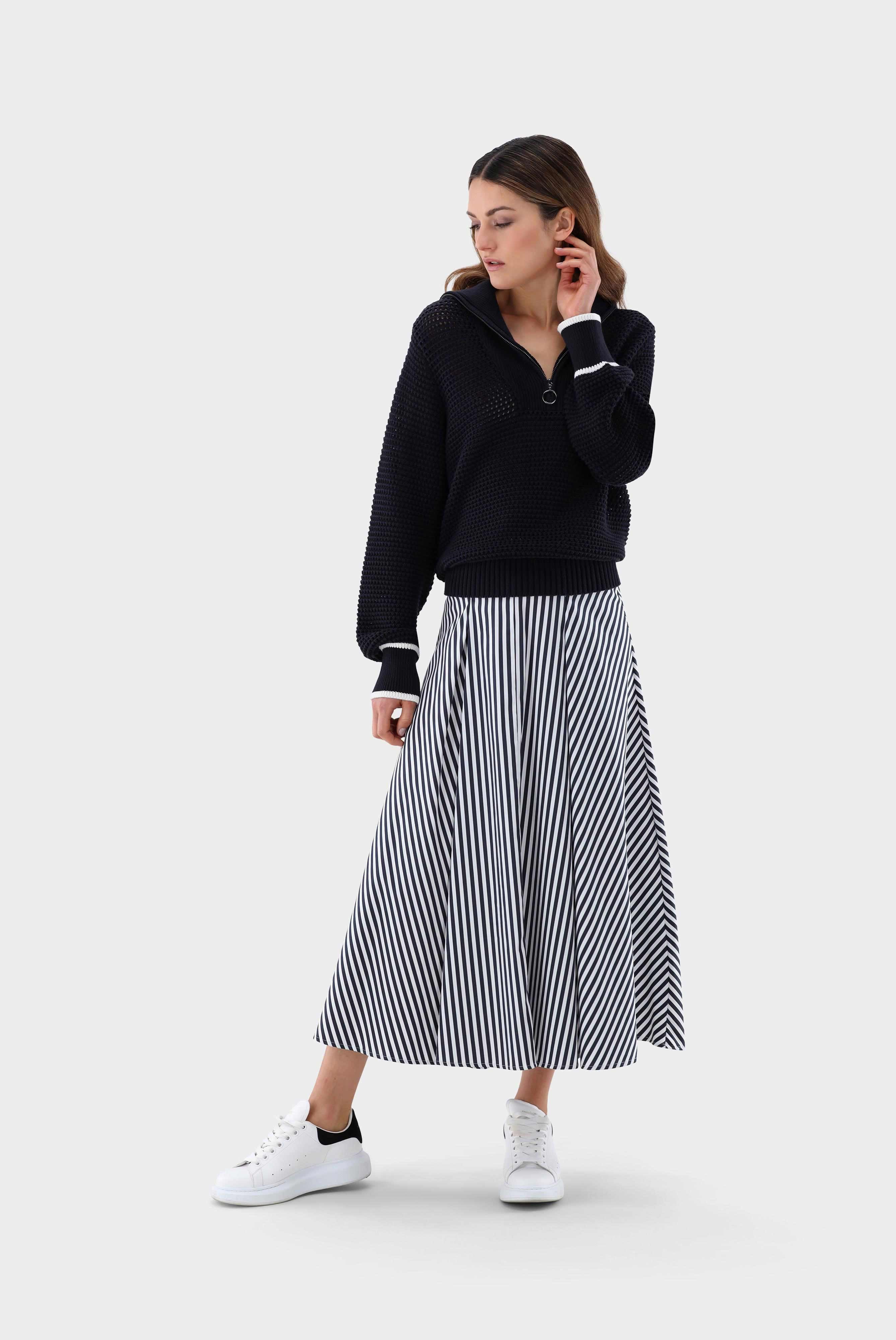 Dresses & Skirts+Skirt in Cotton Stretch with Stripe Pattern+05.659A..171959.790.36