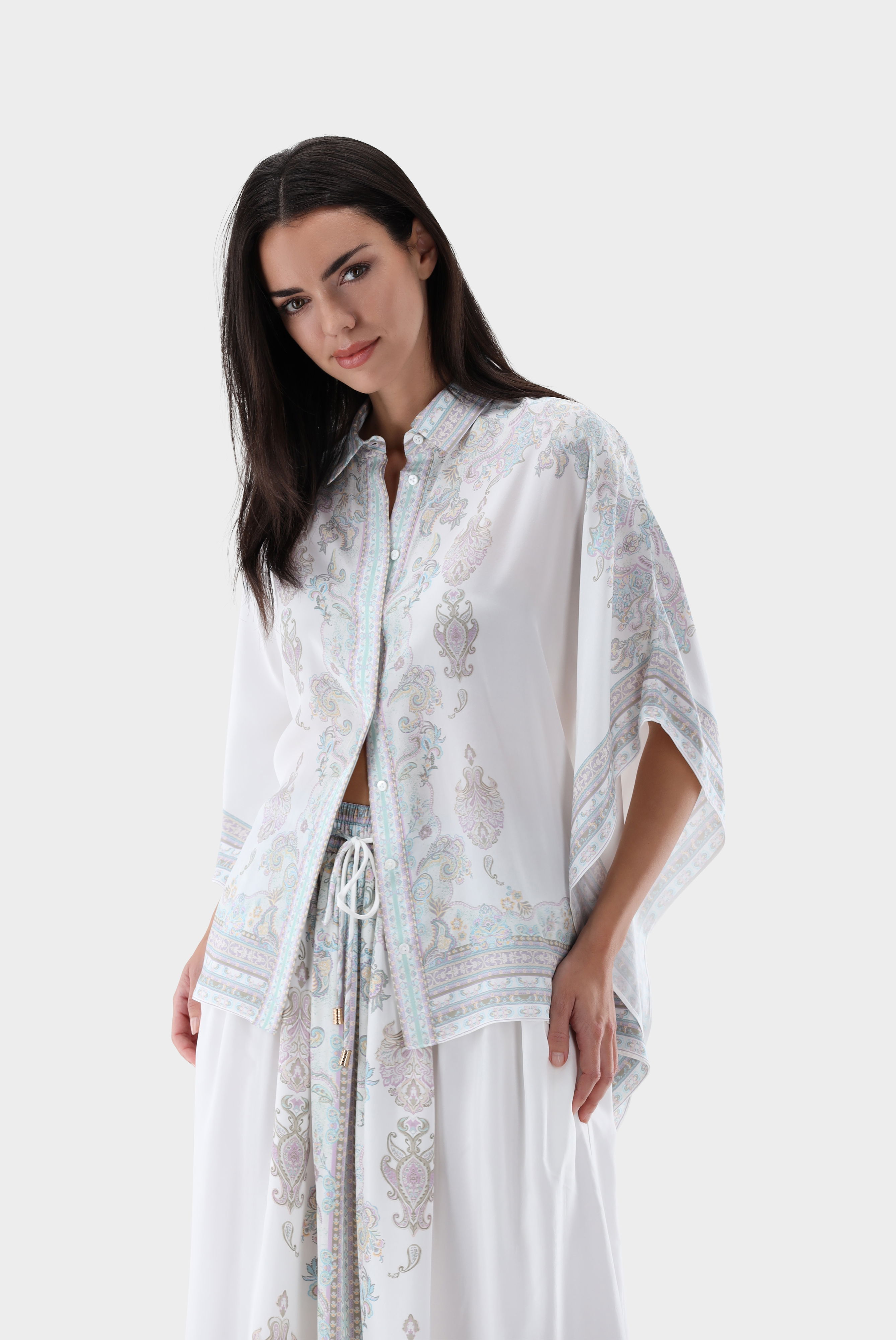 Tunika aus Seide mit Paisley-Druck