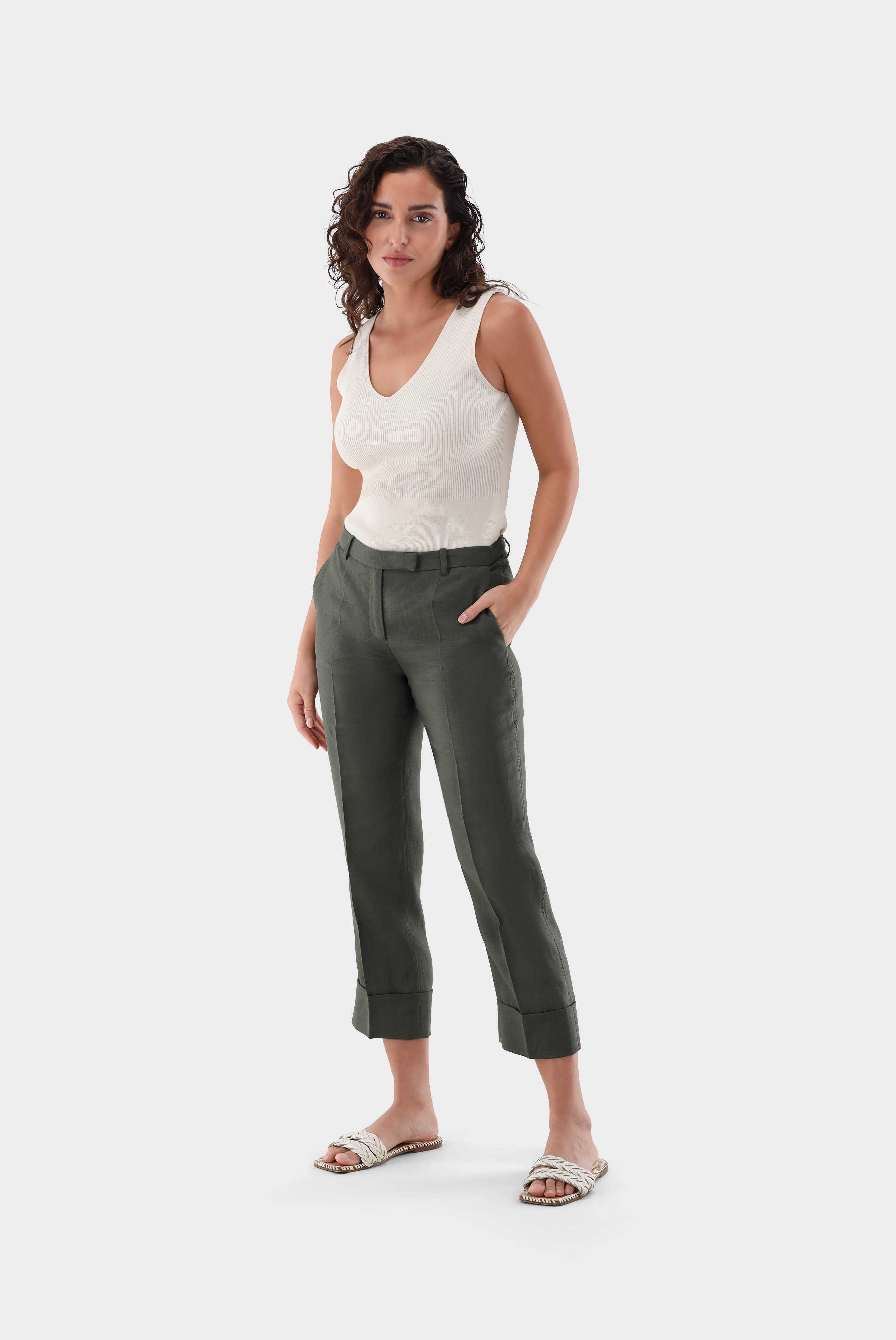 Jeans & Trousers+Linen Pants with Lace+05.657V.91.H50555.990.32